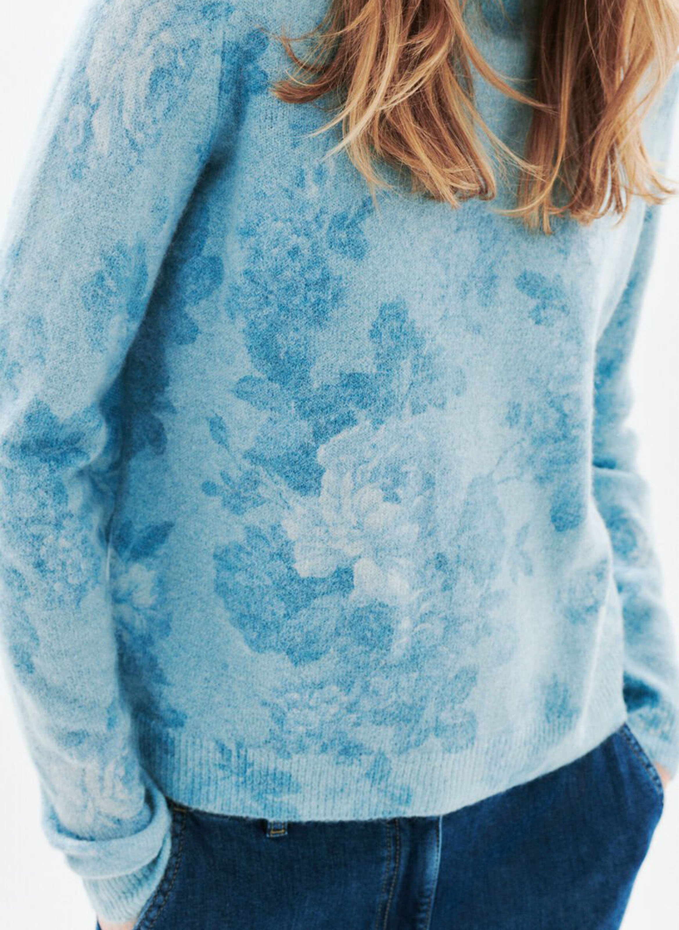 Pulll droit col rond imprimé CAROLL Bleu