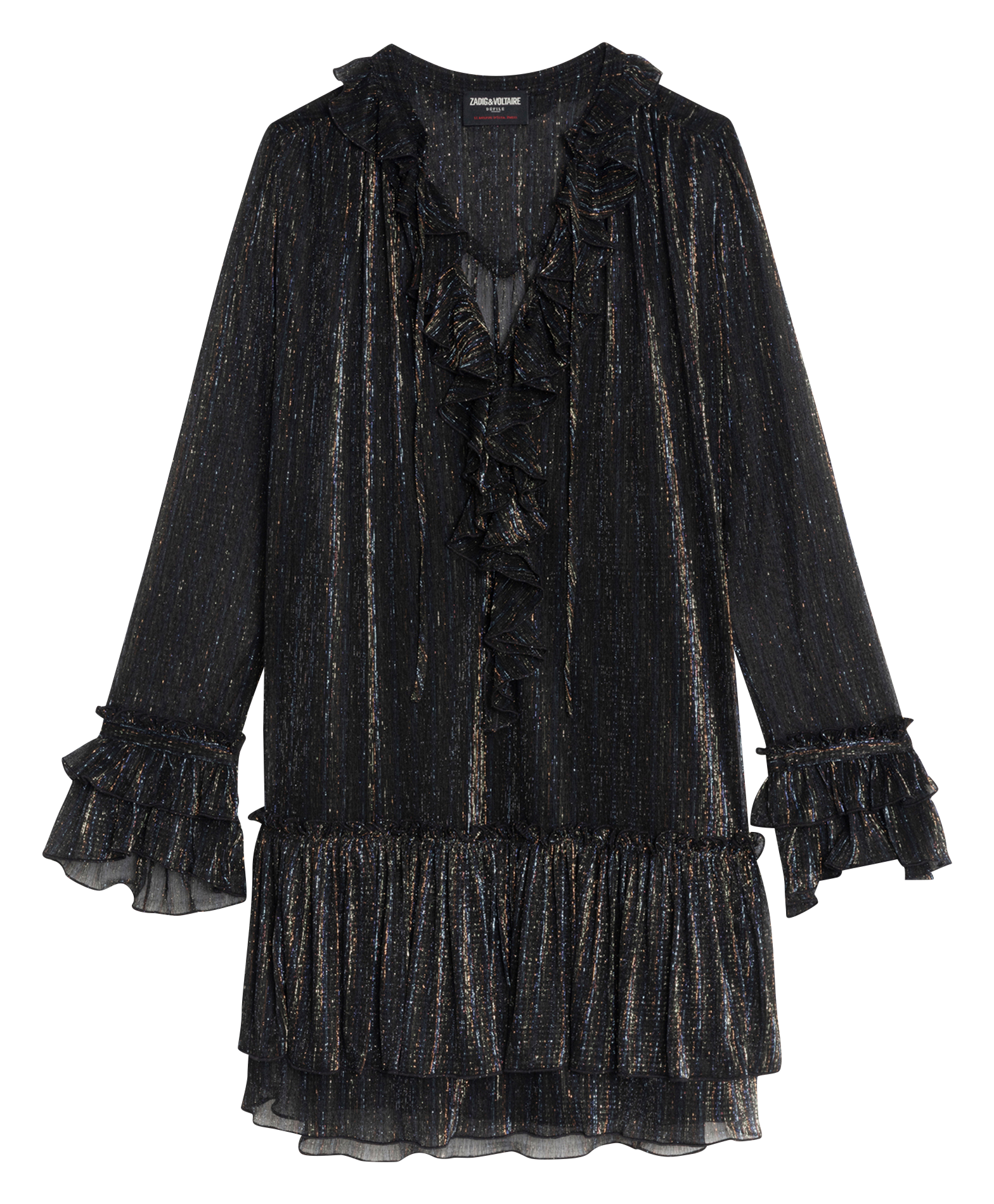 Robe courte droite col V ZADIG&VOLTAIRE Noir