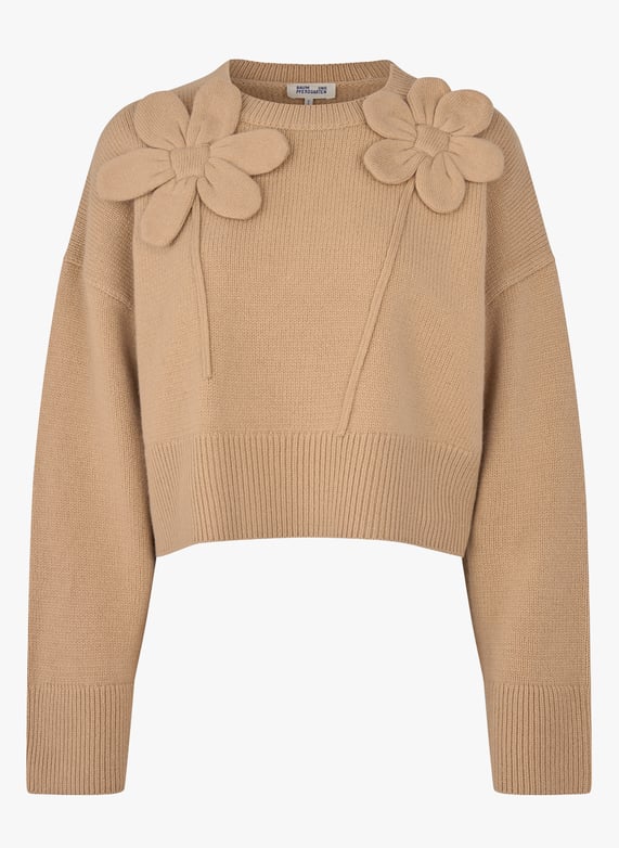 Oversized floral wool blend sweater Brown Baum und pferdgarten Oversized floral wool blend sweater Brown Baum und pferdgarten