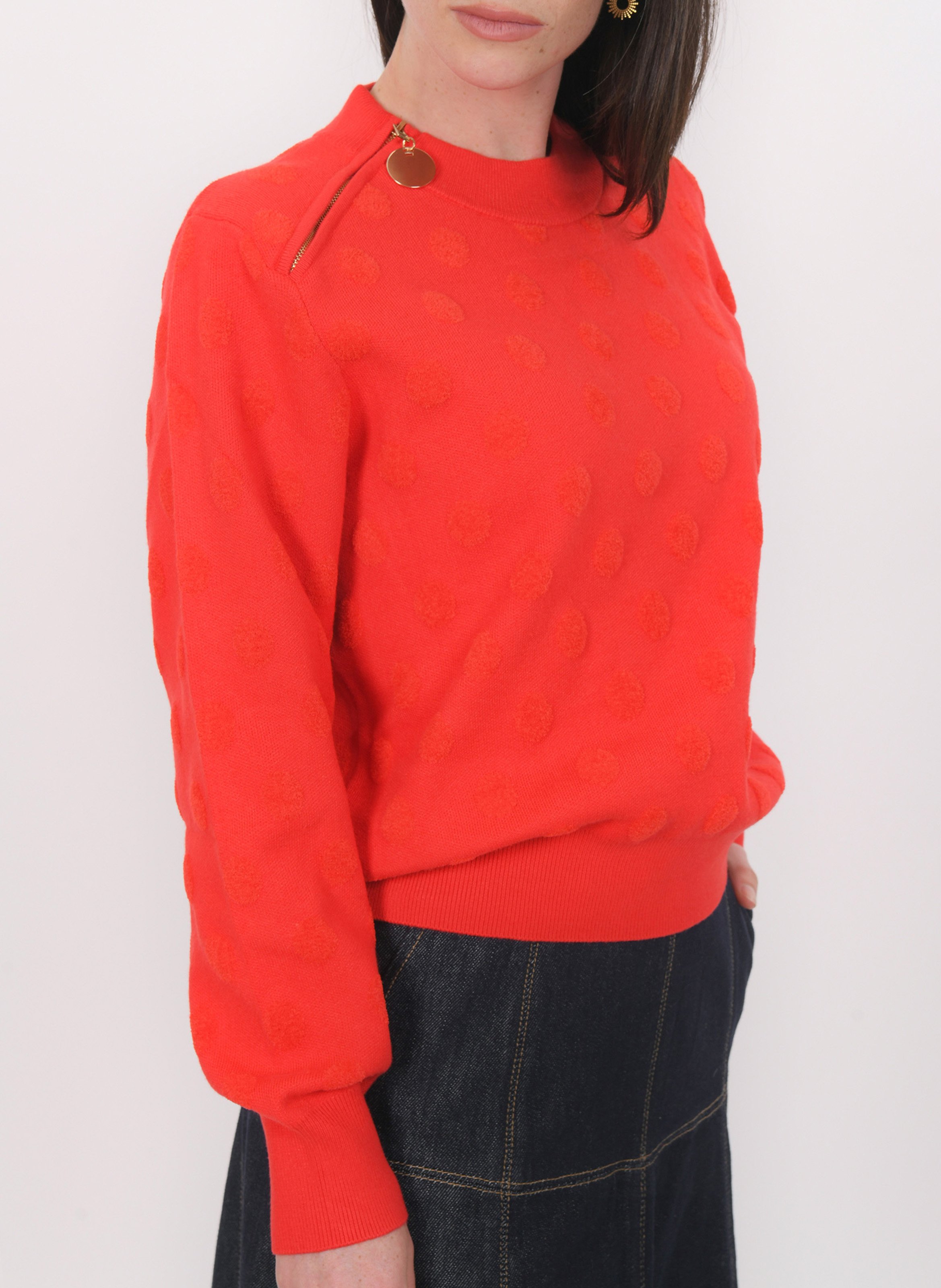 Pull oversize col rond  KOOKAI Rouge