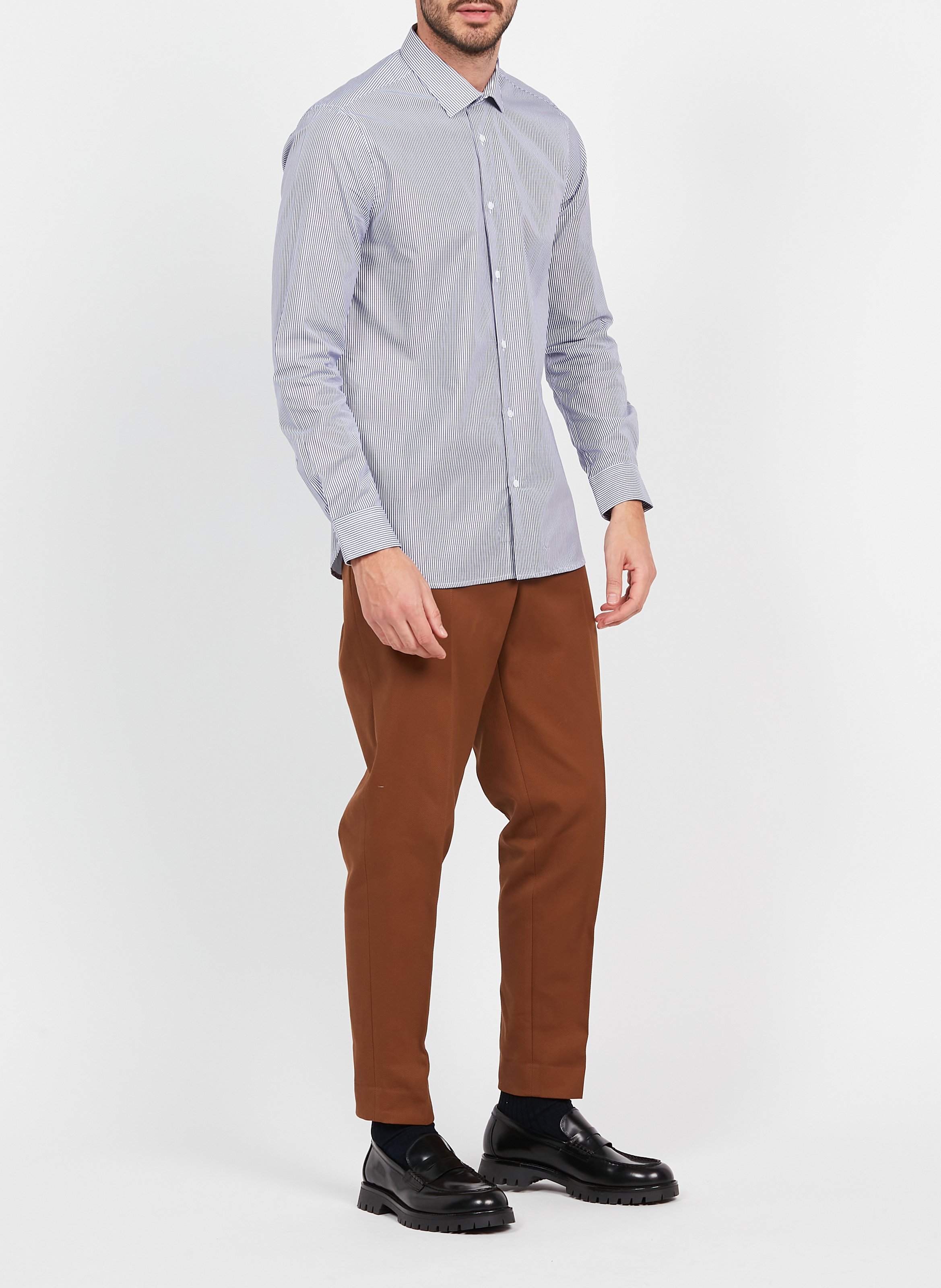Slim-fit striped cotton shirt with classic collar ATELIER PRIVE Blue