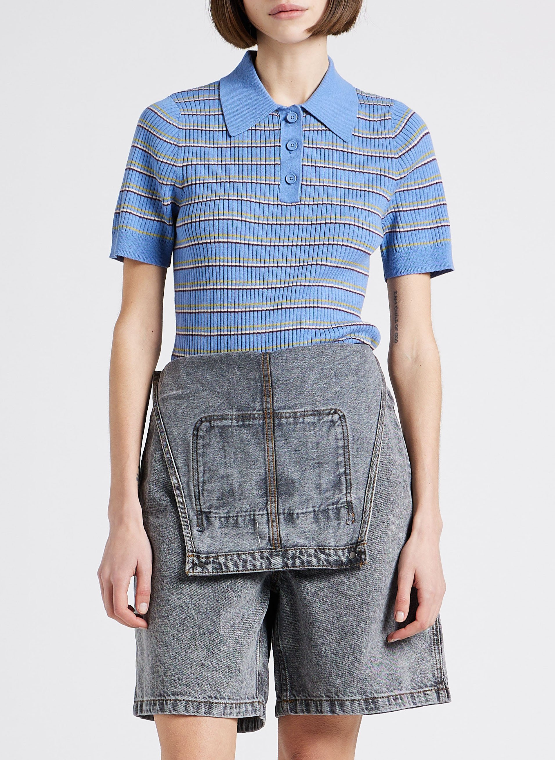 Strakke polo van gestreepte katoen LEVI'S Blauw