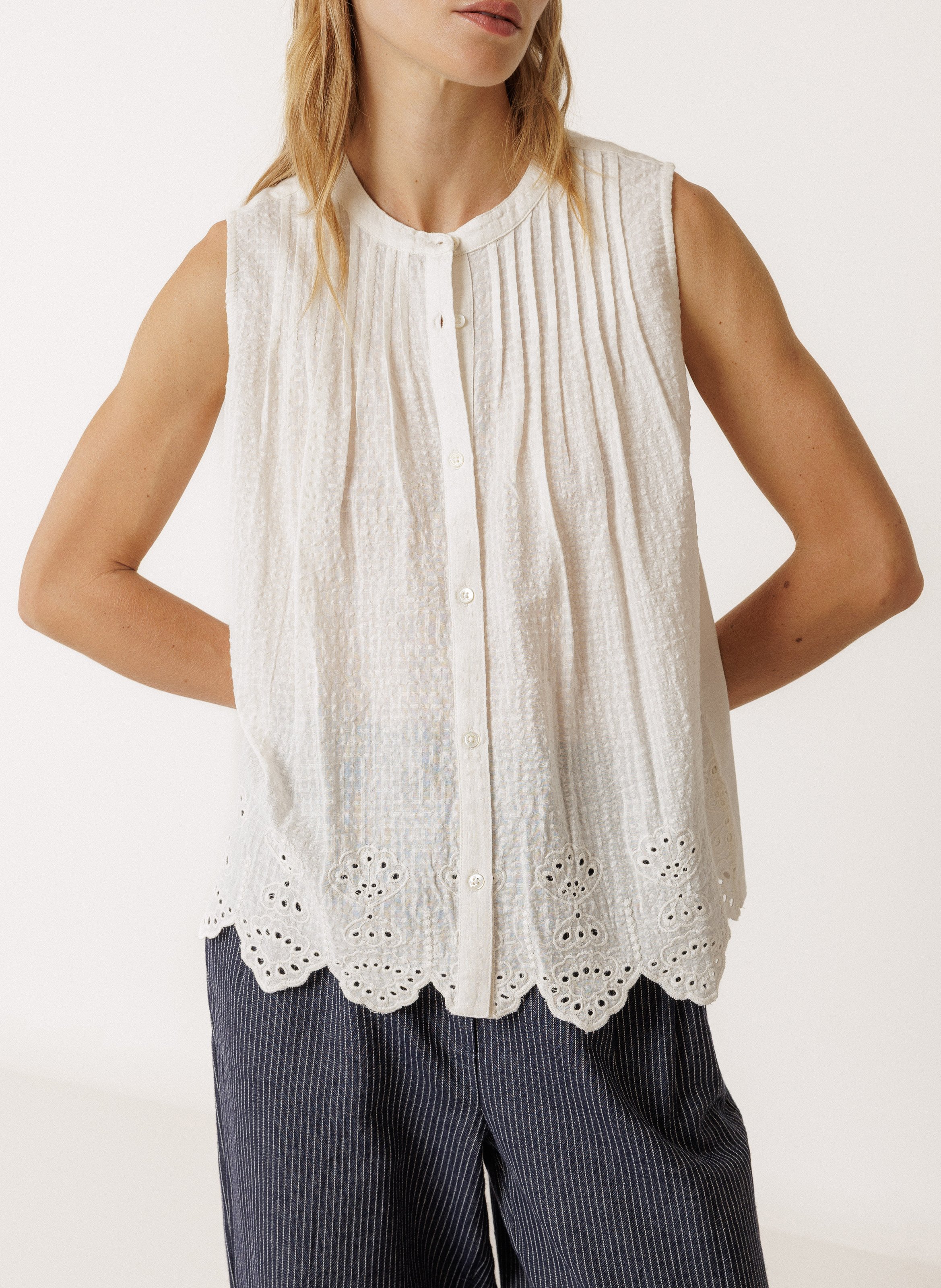 Oversized hemd met Mao-kraag INDI & COLD Beige