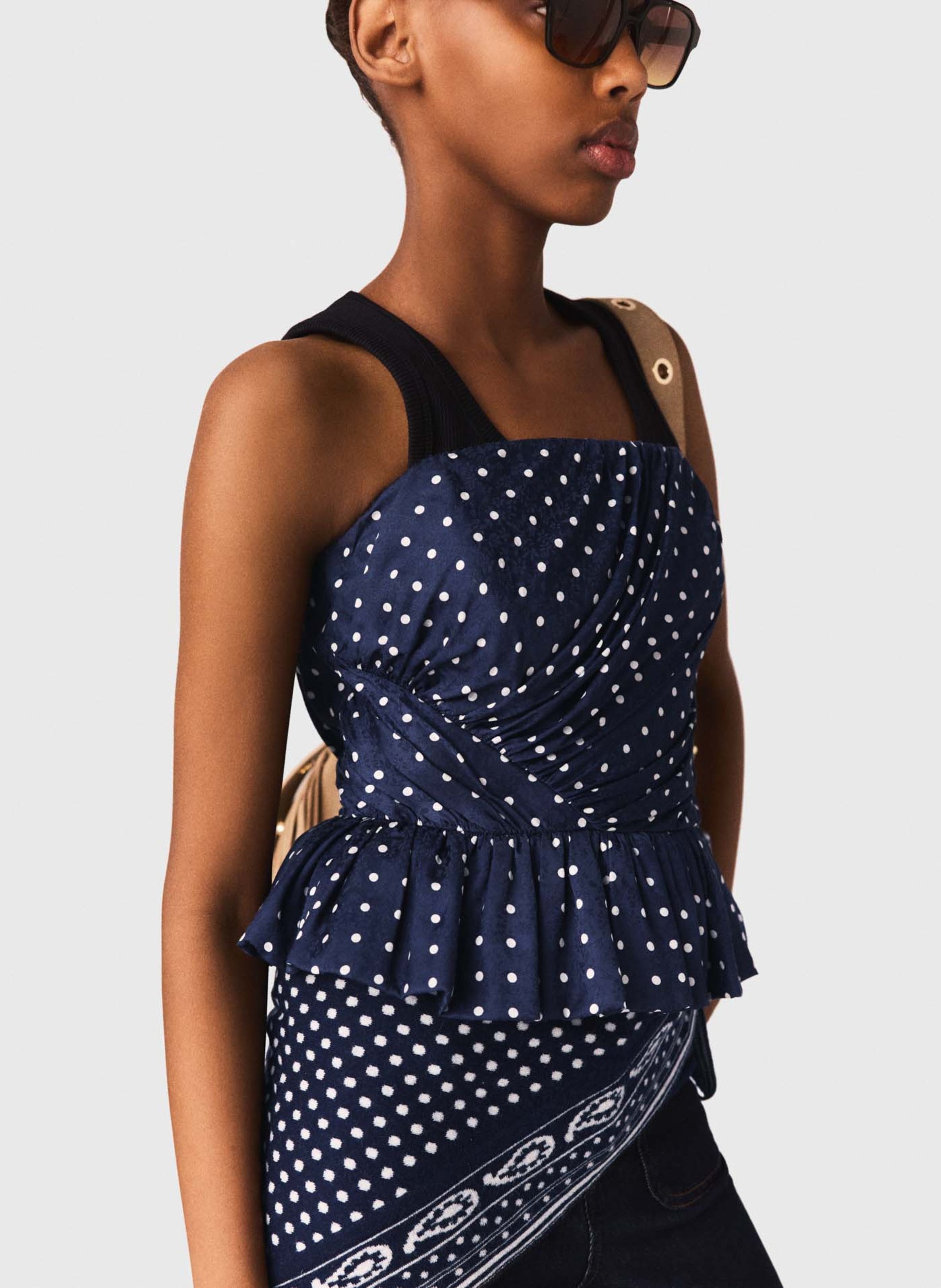 Top bustier met stippen MAJE Blauw