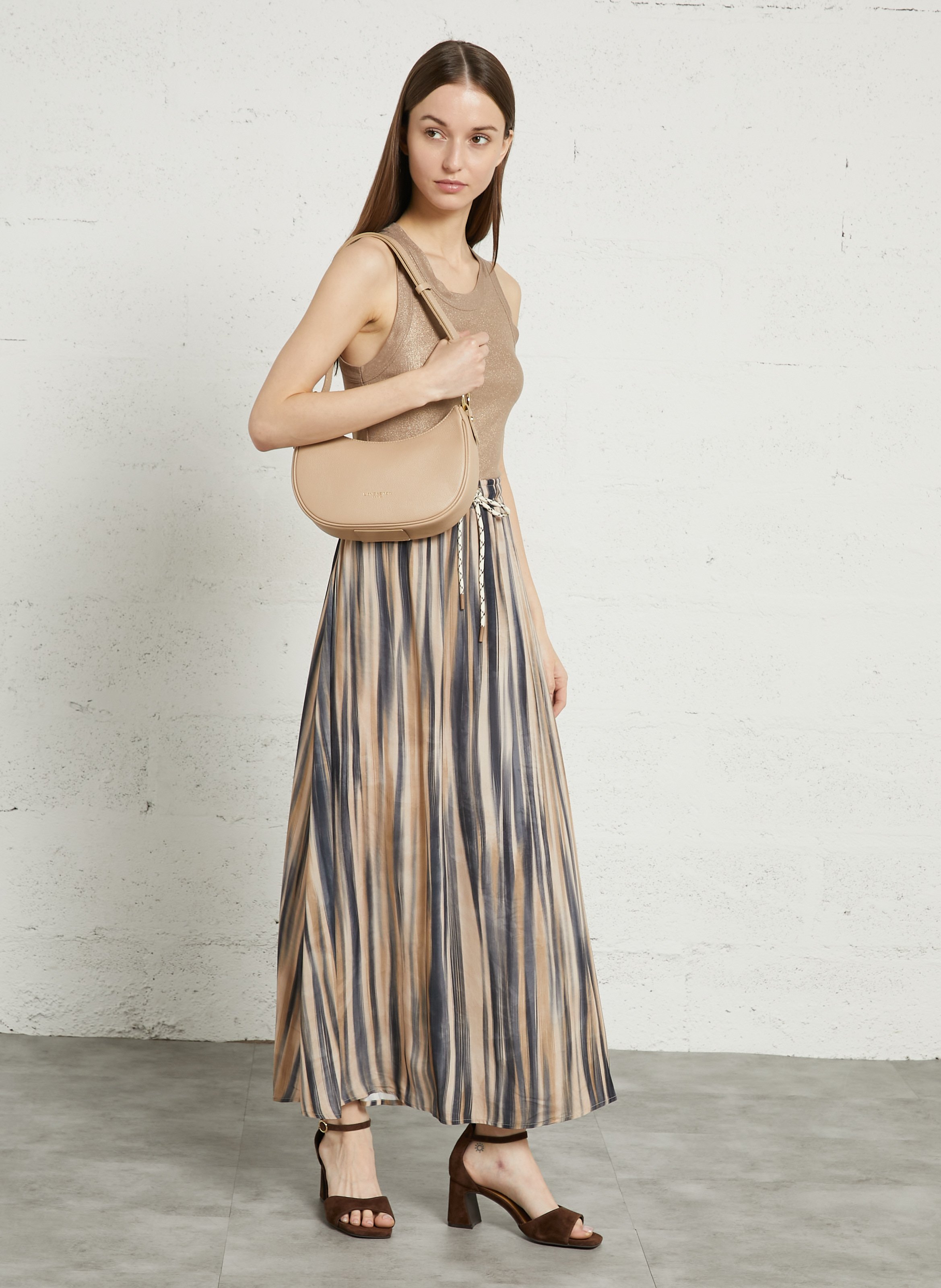 Umhängetasche aus Leder LANCASTER PARIS Beige