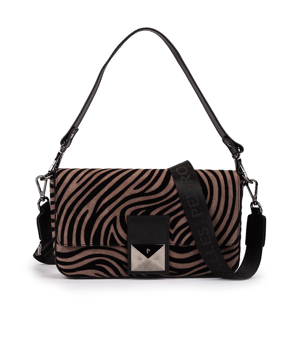 Zebra print suede crossbody bag PEDRO MIRALLES Black