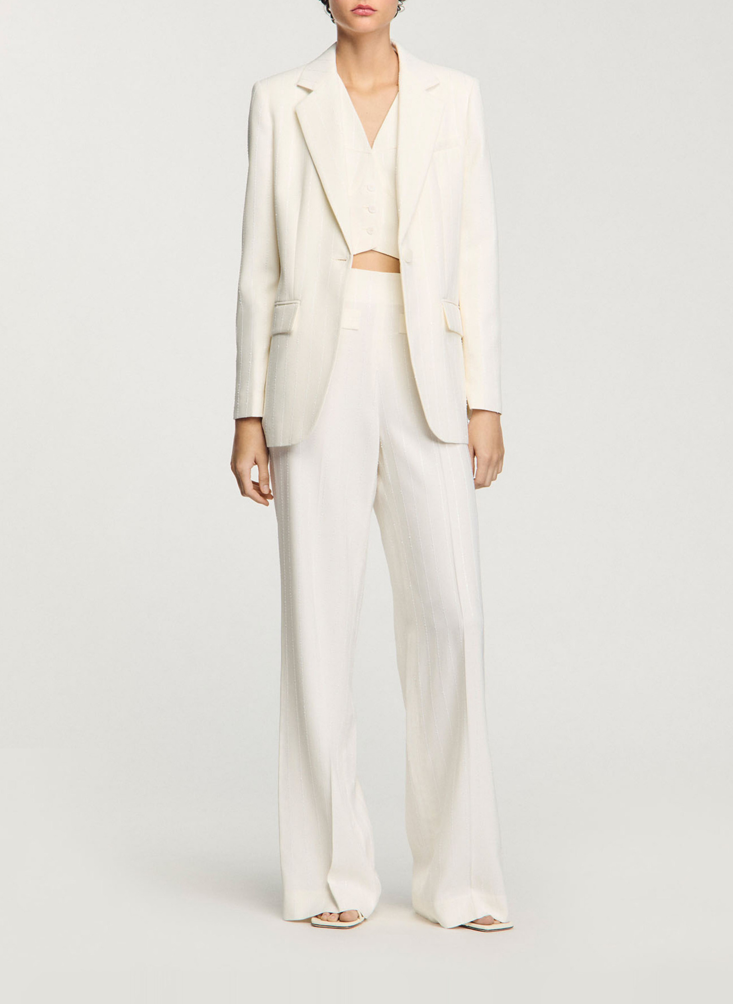Straight leg sequin suit trousers SANDRO Beige