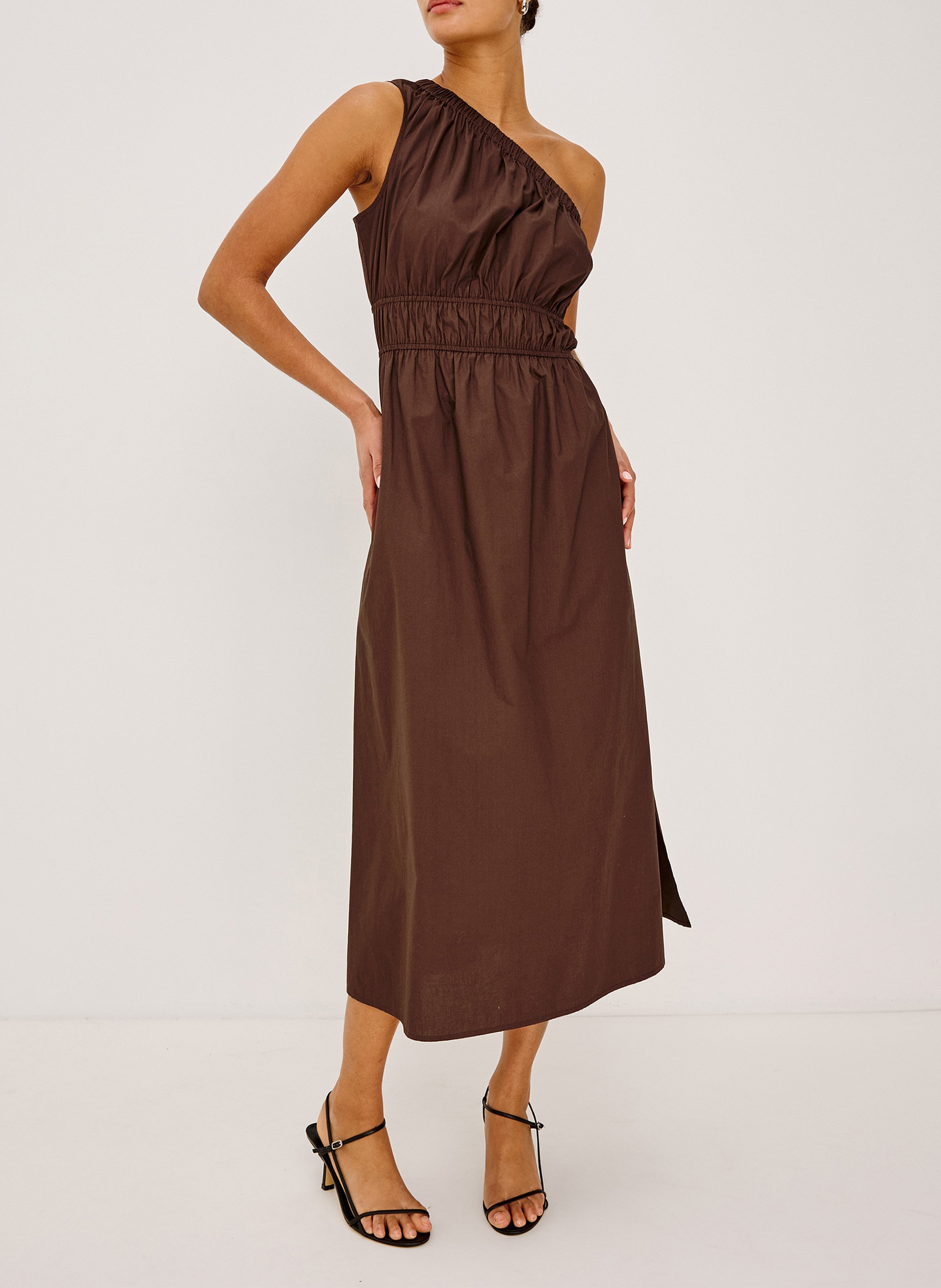 Asymmetric cotton midi dress RAILS Brown