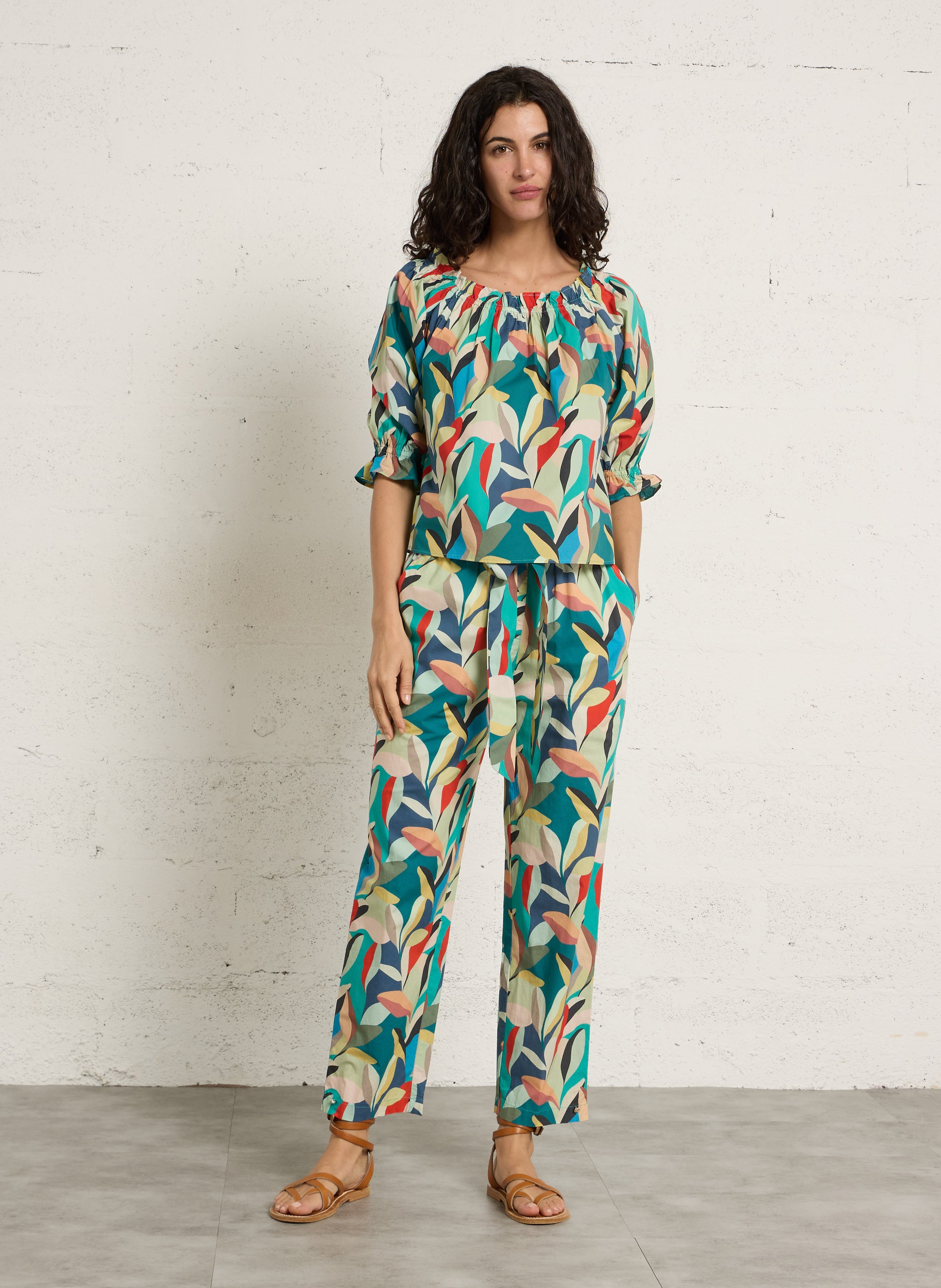 Katoenen top met bardothals PETITE MENDIGOTE Veelkleurig