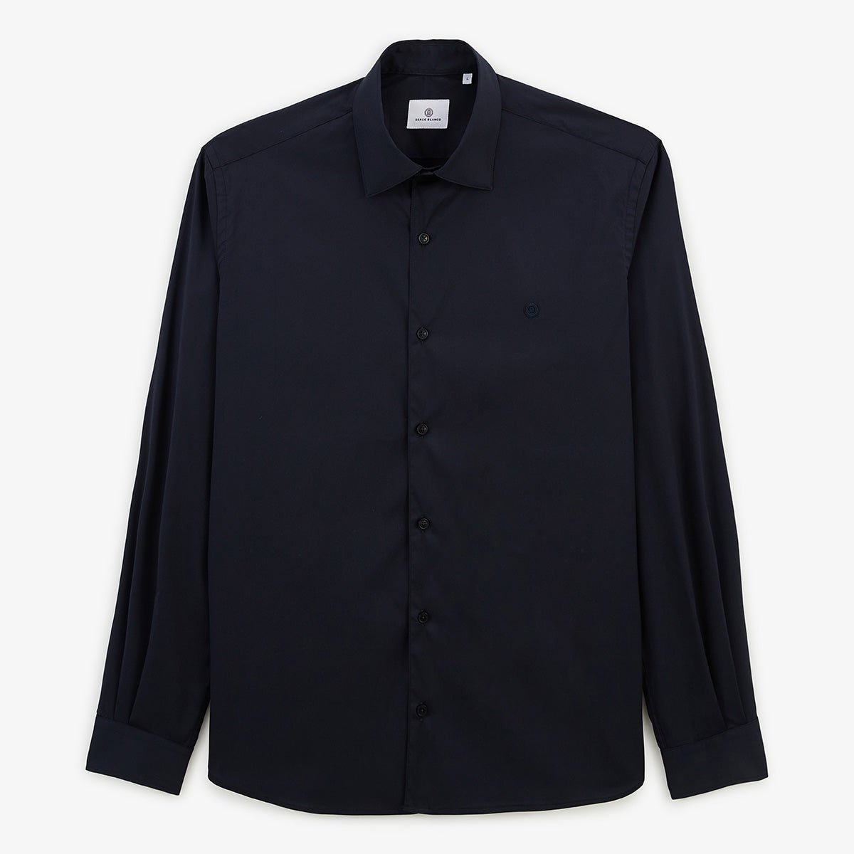 Solid color long-sleeve cotton stretch shirt SERGE BLANCO Blue