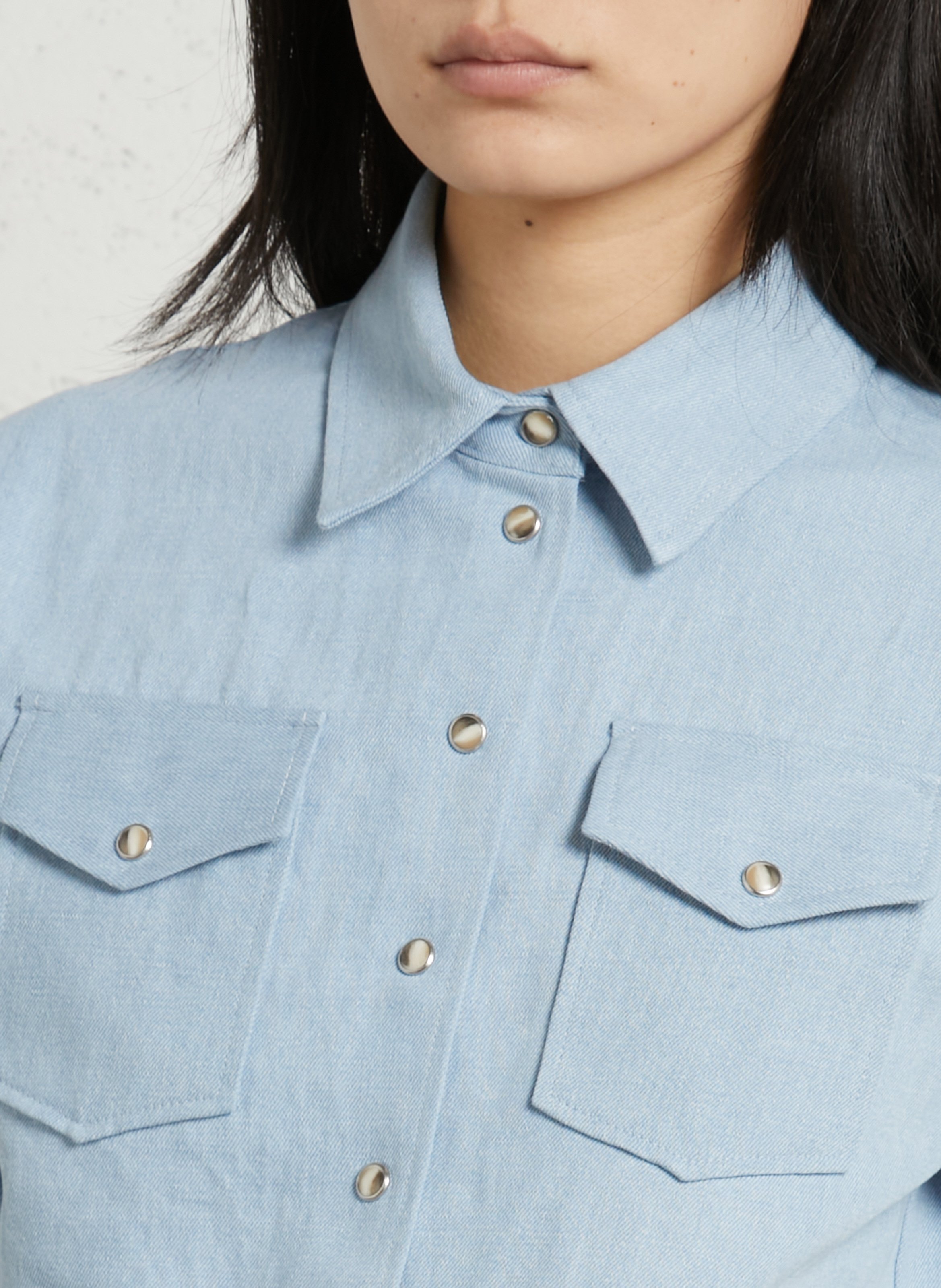 Cotton and linen oversized shirt SUZIE WINKLE Blue