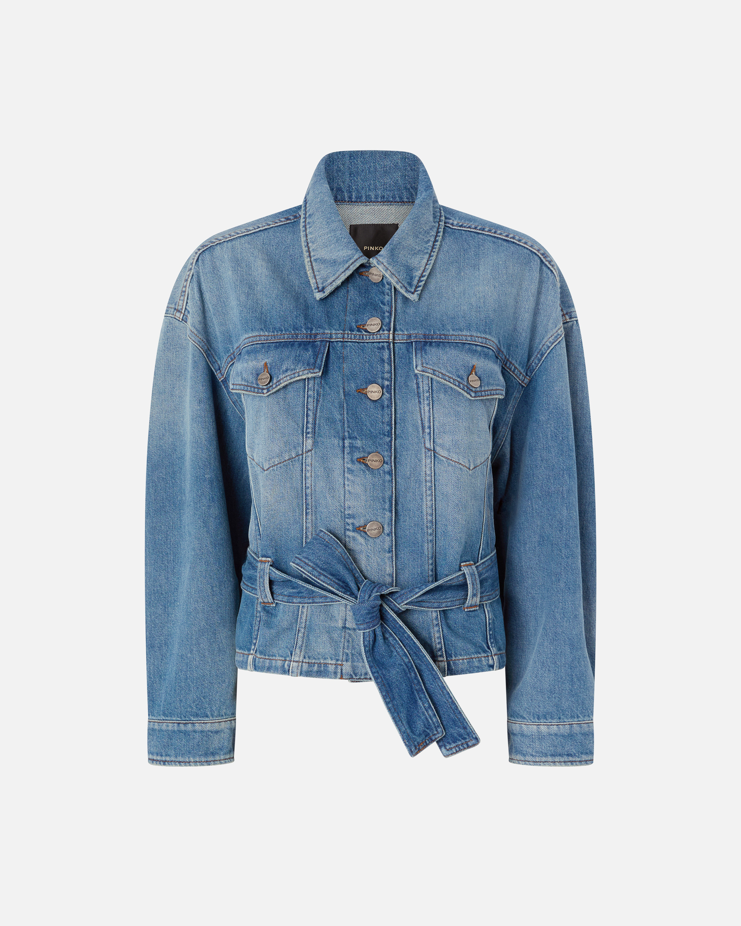 Blouson en denim ceinturé PINKO Bleu