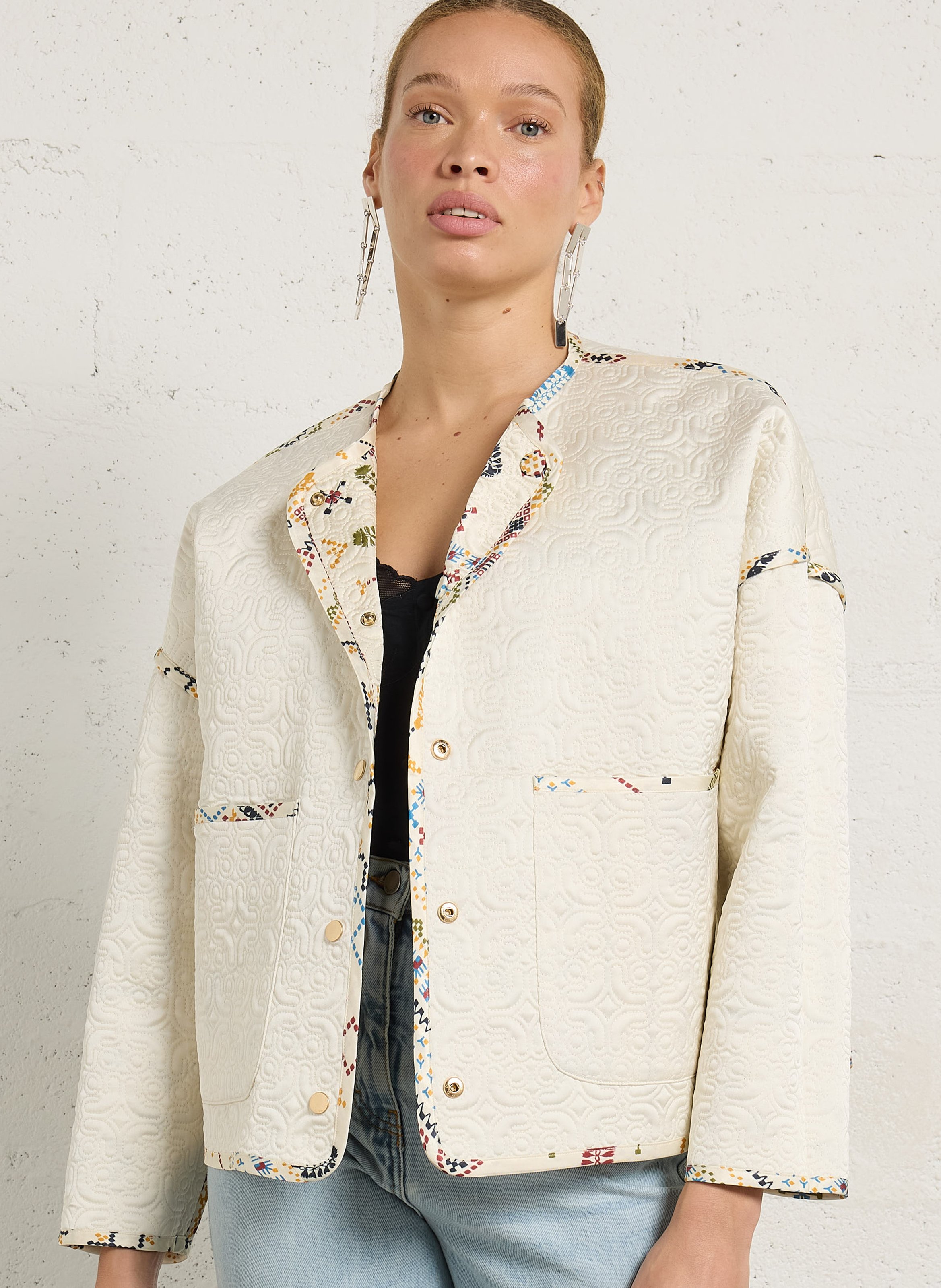 Veste droite col rond imprimé MOMONI Multicolore