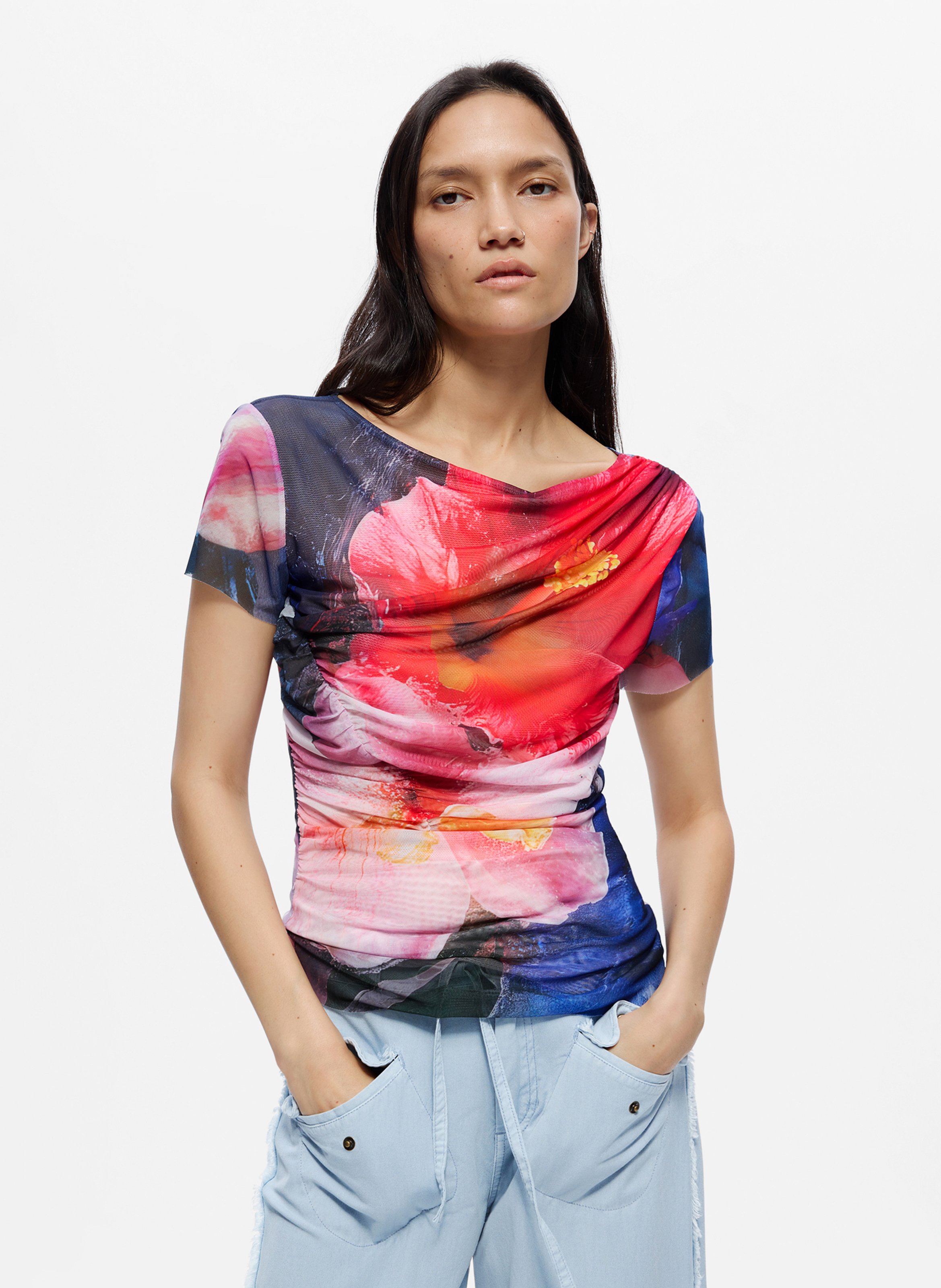 Fitted round neck t-shirt DESIGUAL Multicolored