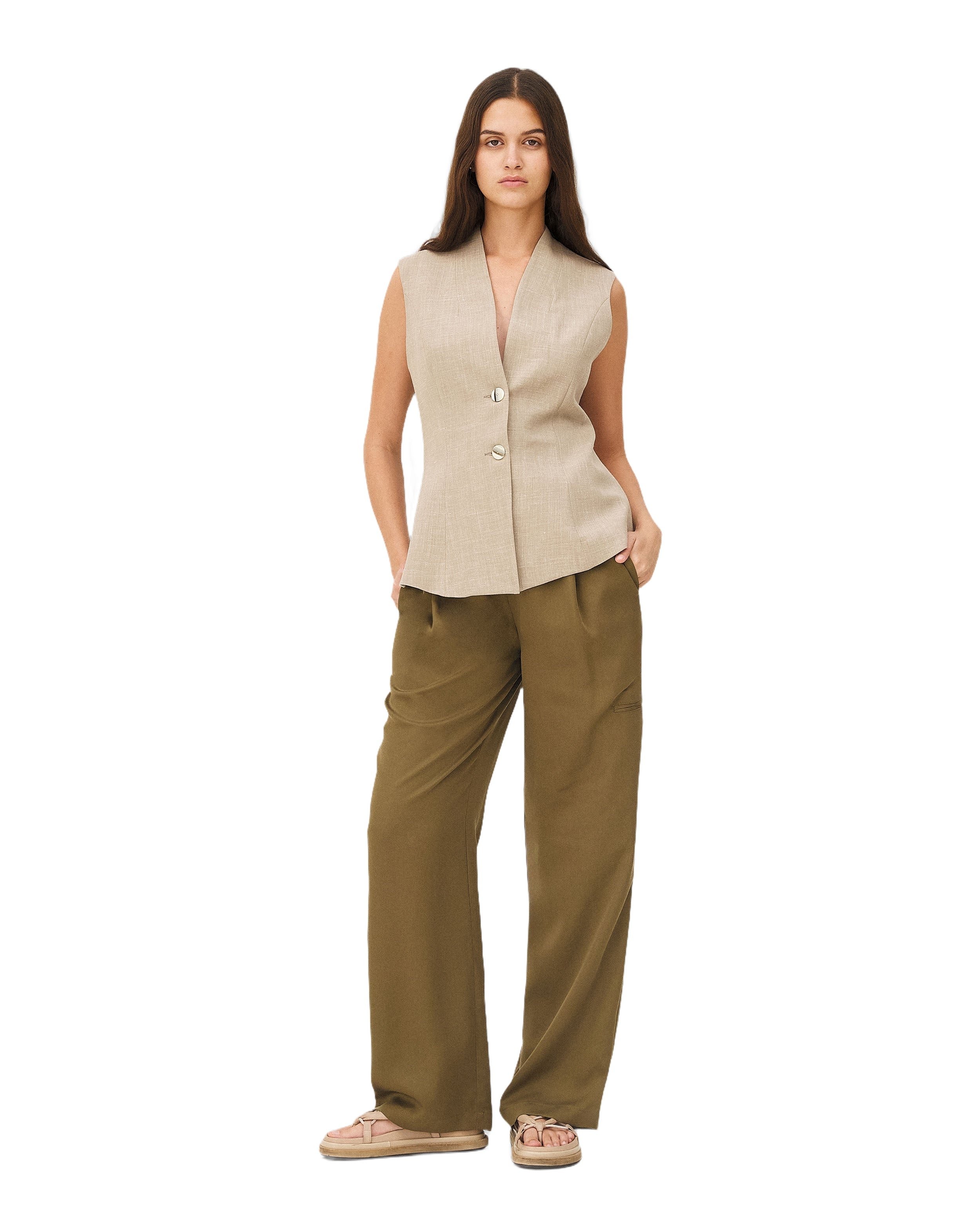 Wide leg pants ICONA KHAKI Noyoco Green