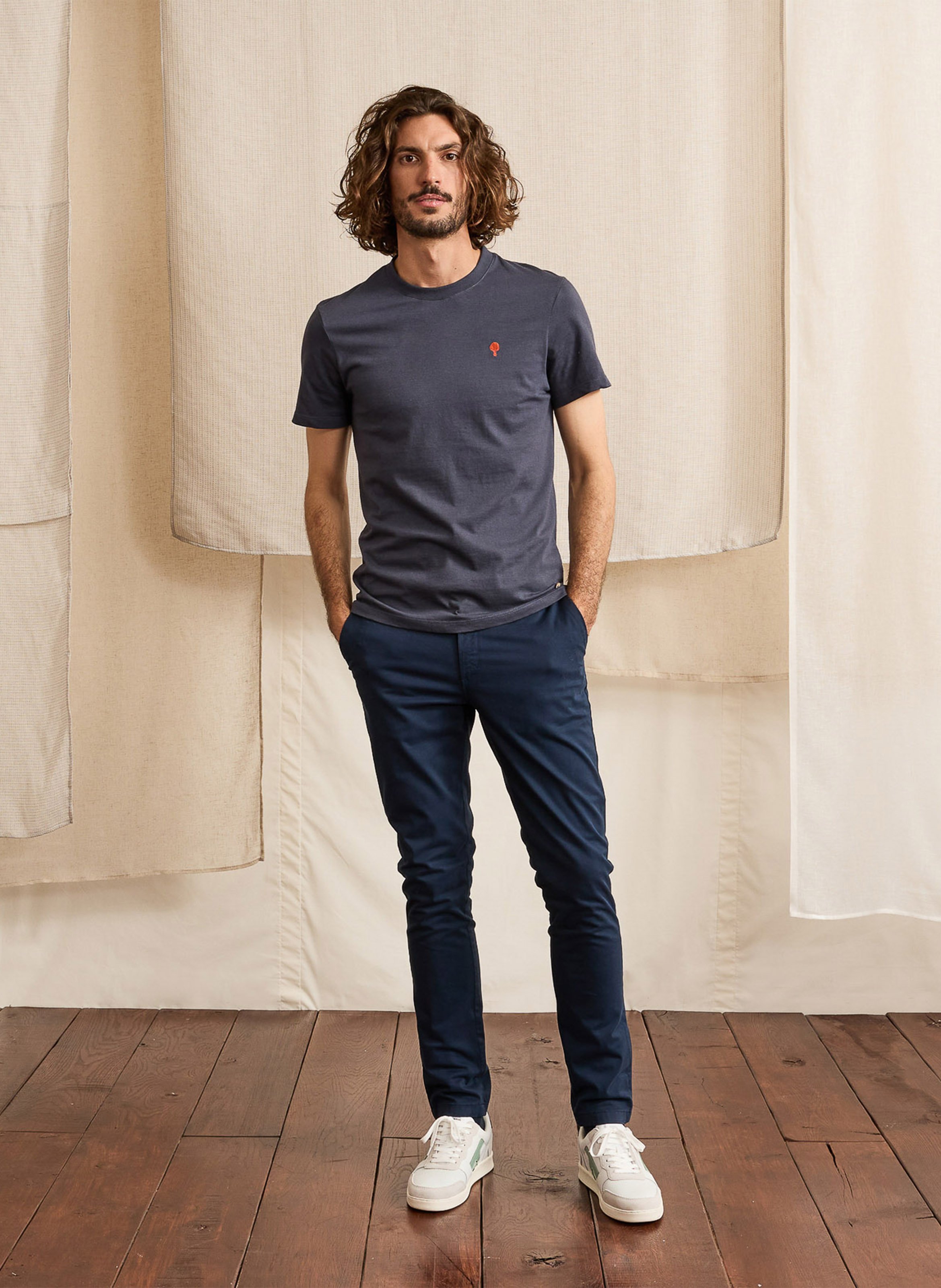 Rechte broek | biokatoenblend FAGUO Blauw