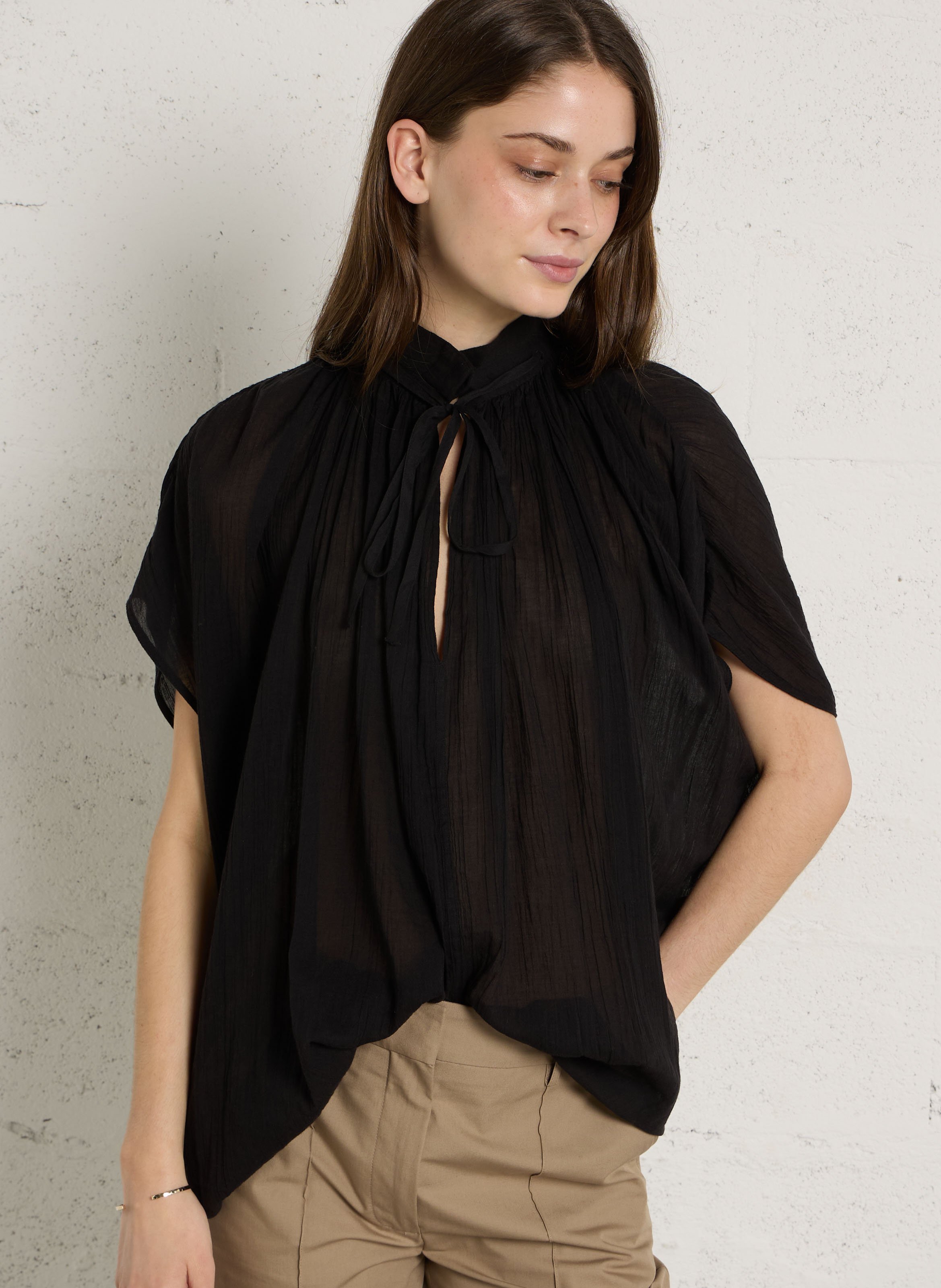Top ample sans manches uni LAURENCE BRAS Noir