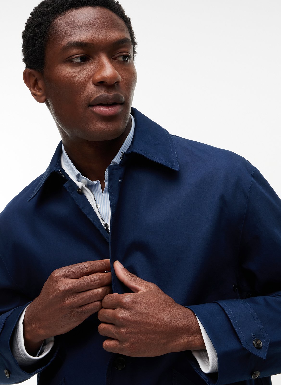 Solid mid-length buttoned coat TOMMY HILFIGER Blue