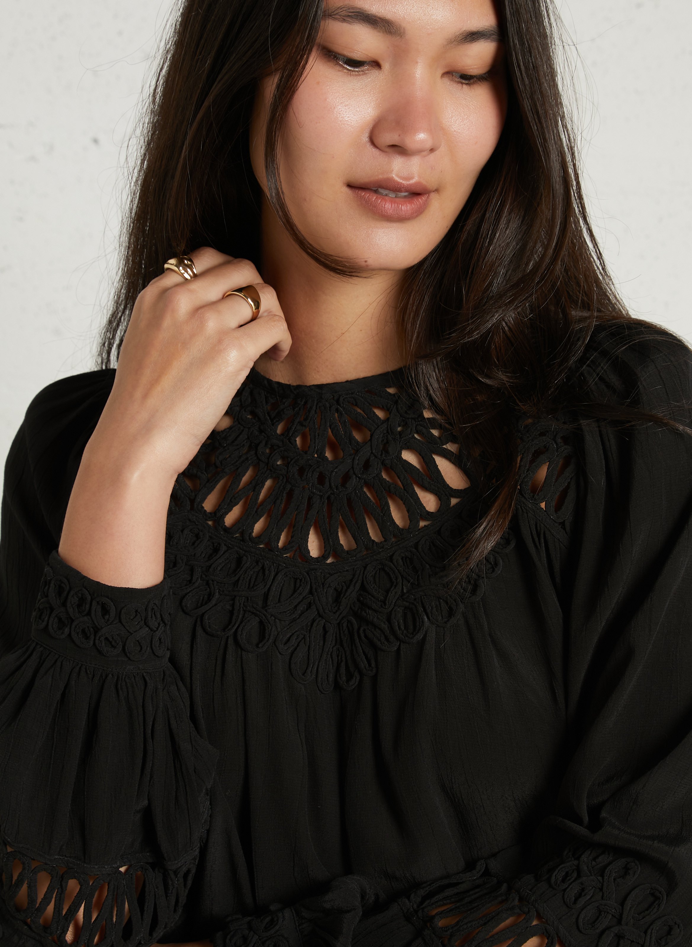 Blouse col rond brodée LOUISE MISHA Noir