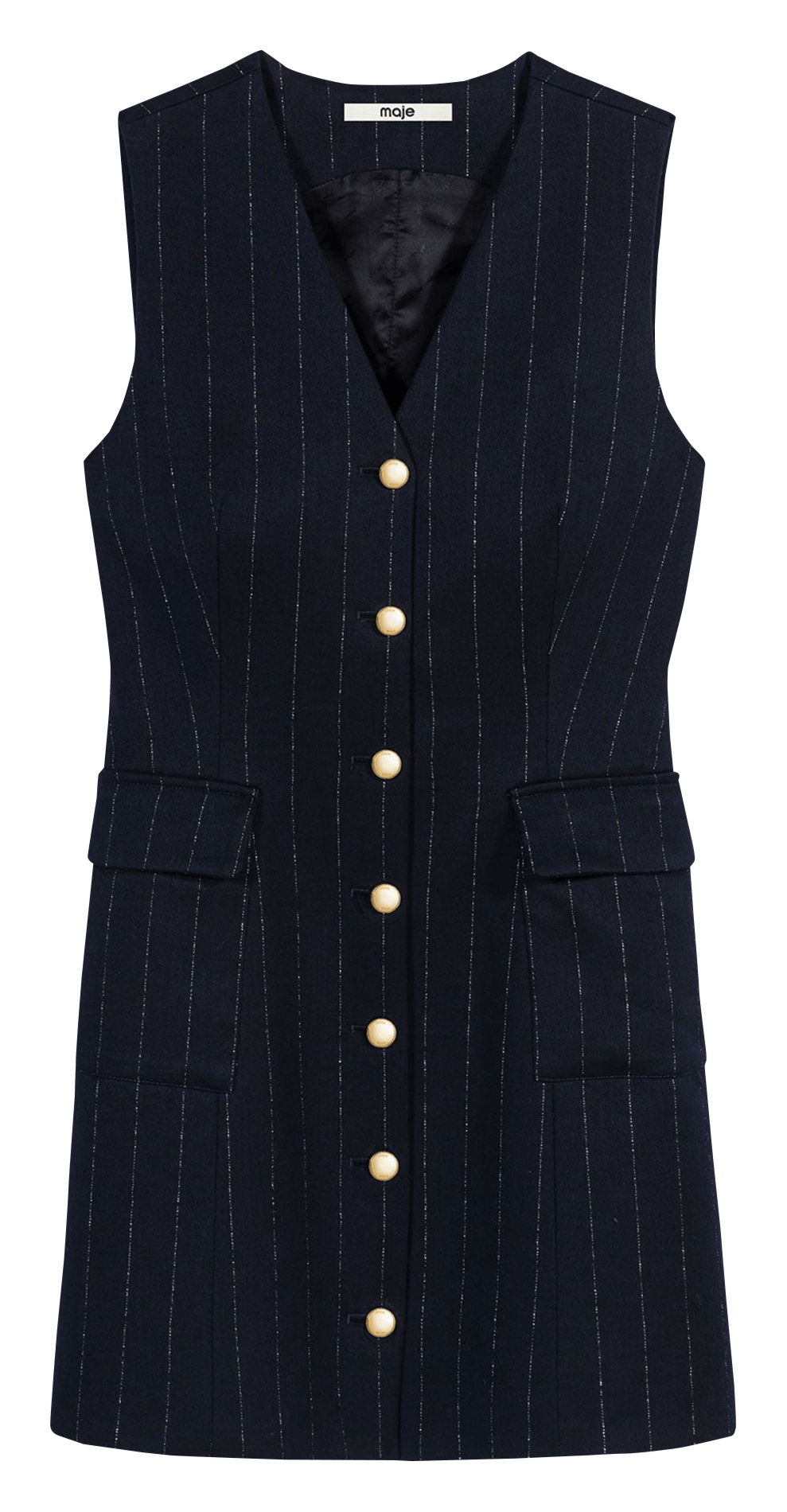Robe courte boutonnée à rayures MAJE Bleu