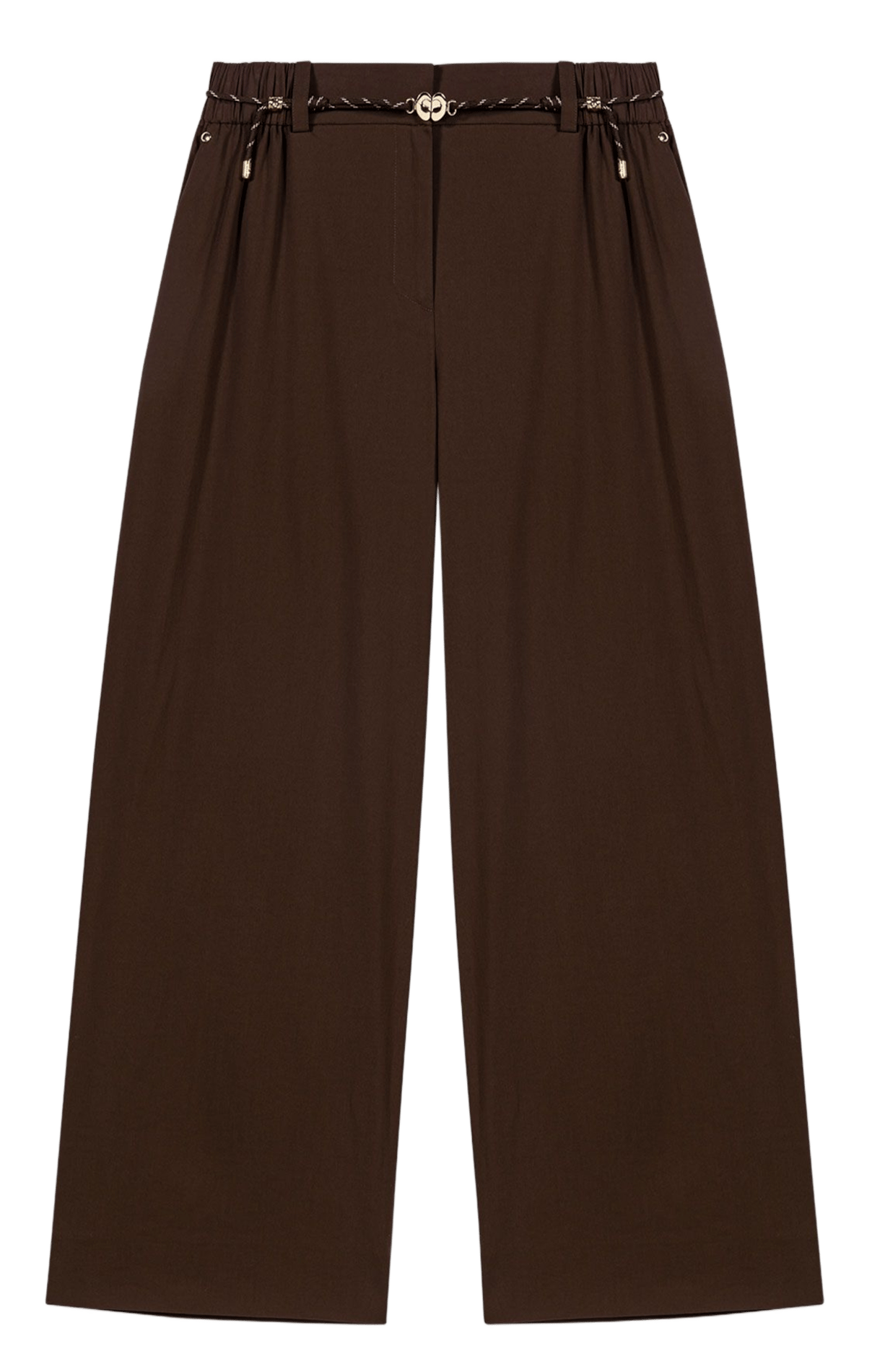 Wide-leg cotton-blend pants MAJE Brown