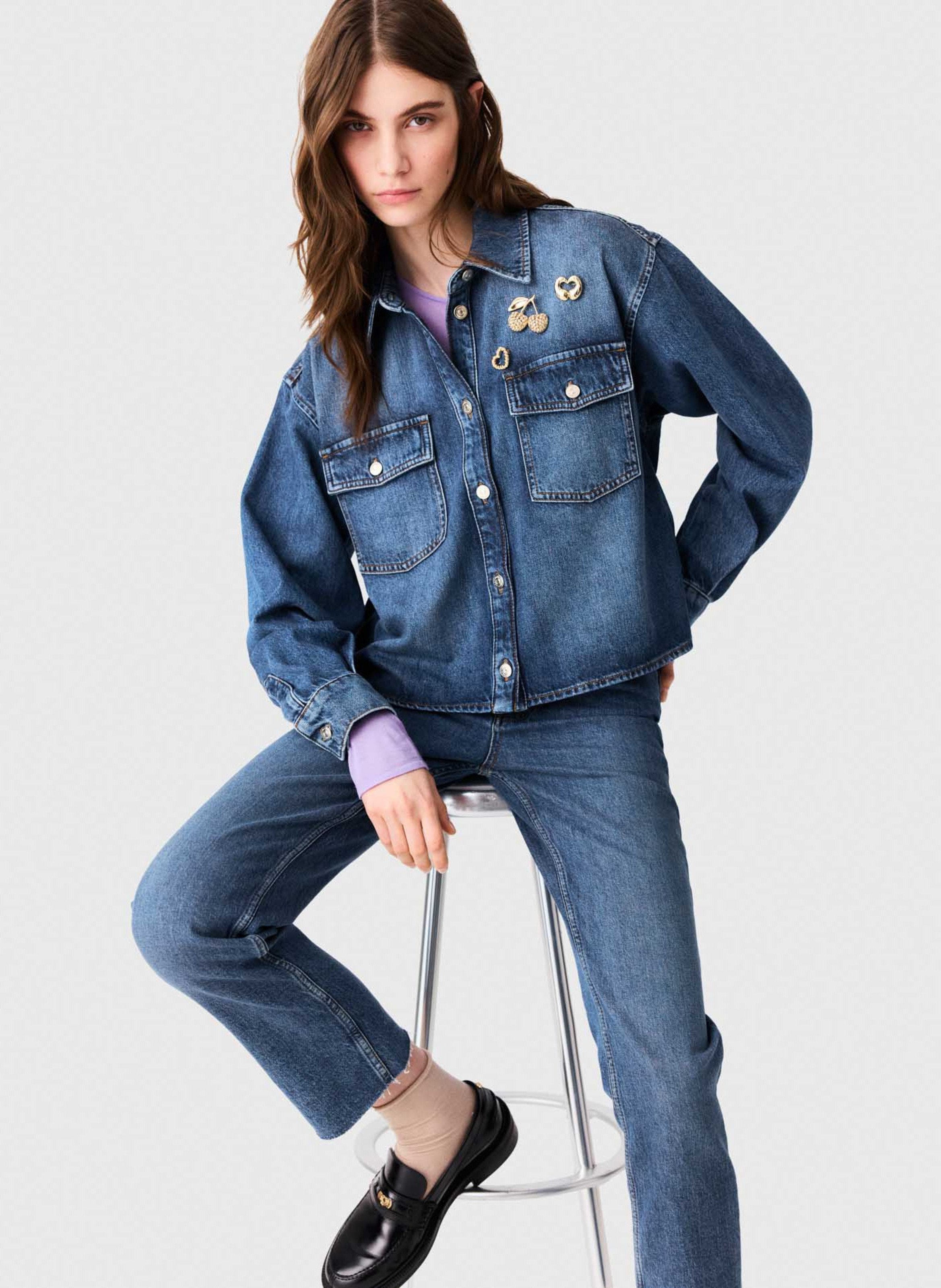 Oversized denim shirt MAJE Blue