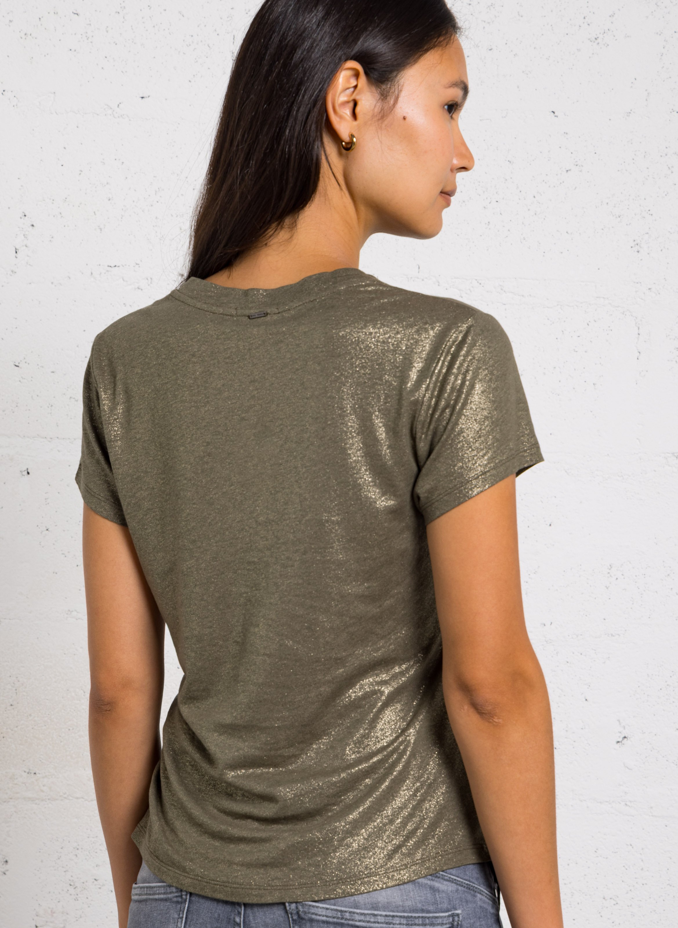 T-shirt droit pailleté IKKS Kaki