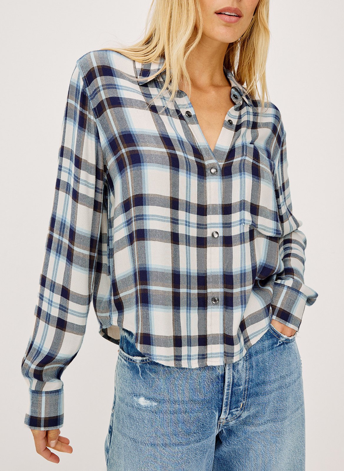 Short flowing checked shirt RAILS Blue