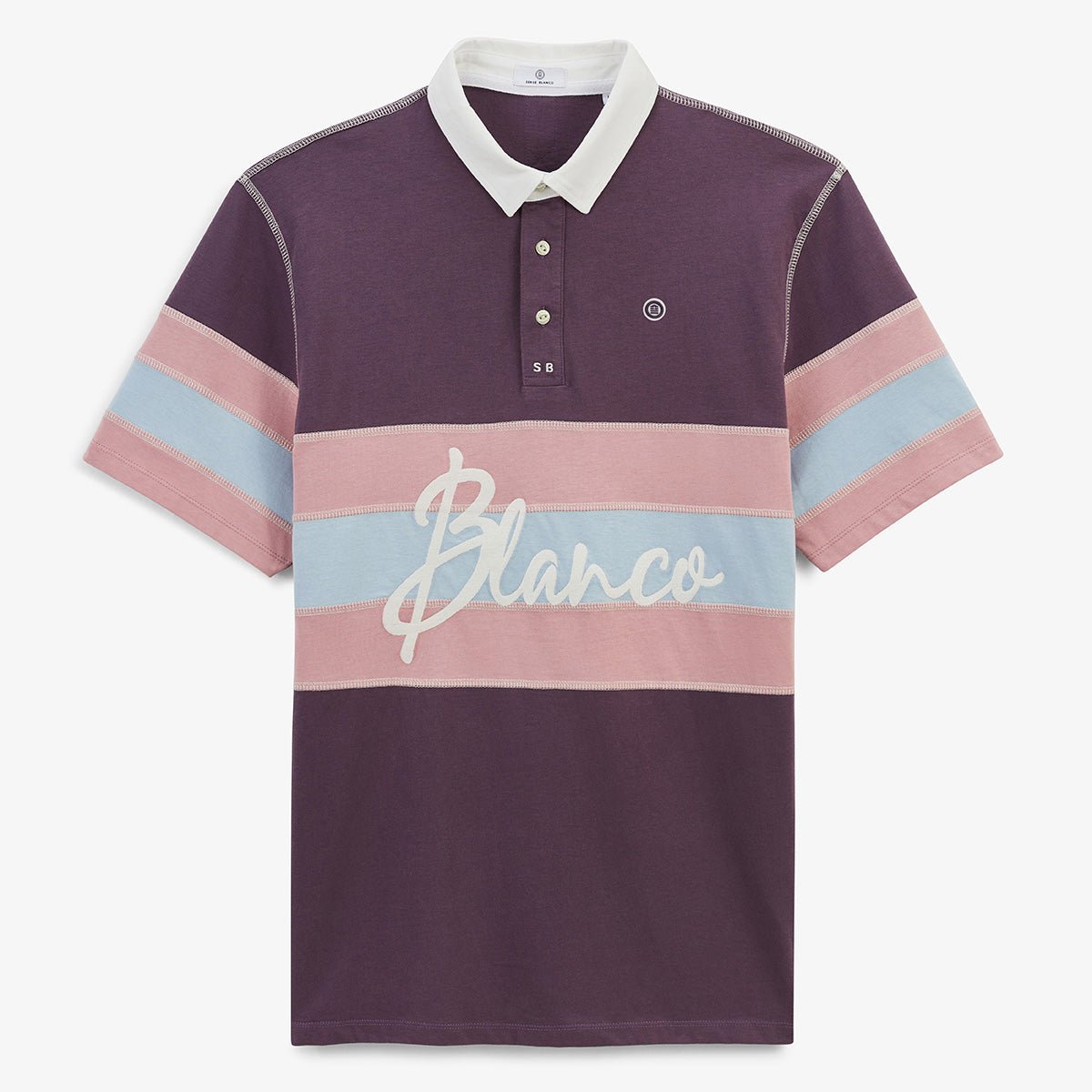 Polo manches courtes en jersey de coton coutures overlock SERGE BLANCO Violet