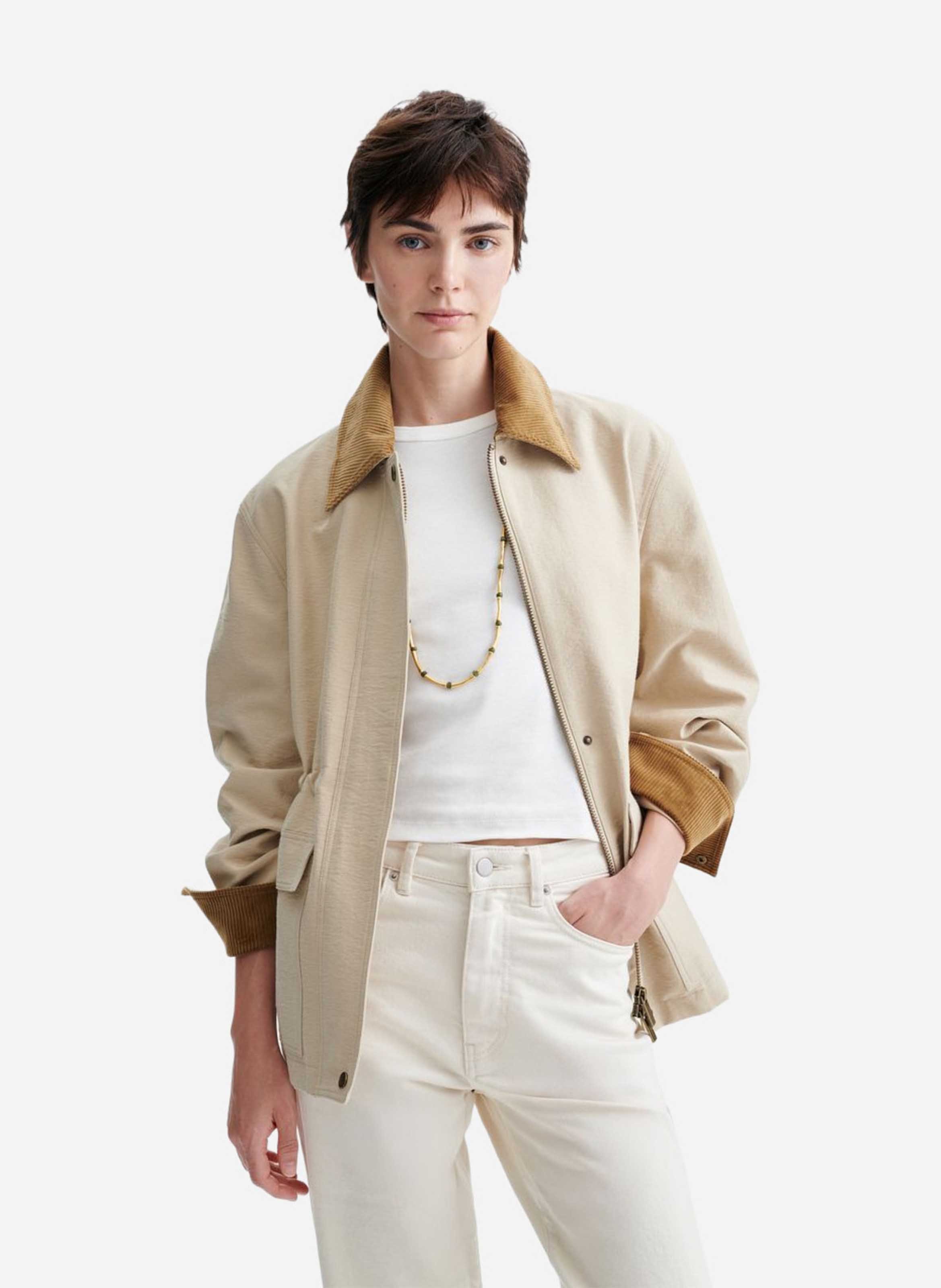 Parka droite à col velours côtelé  VANESSA BRUNO Marron