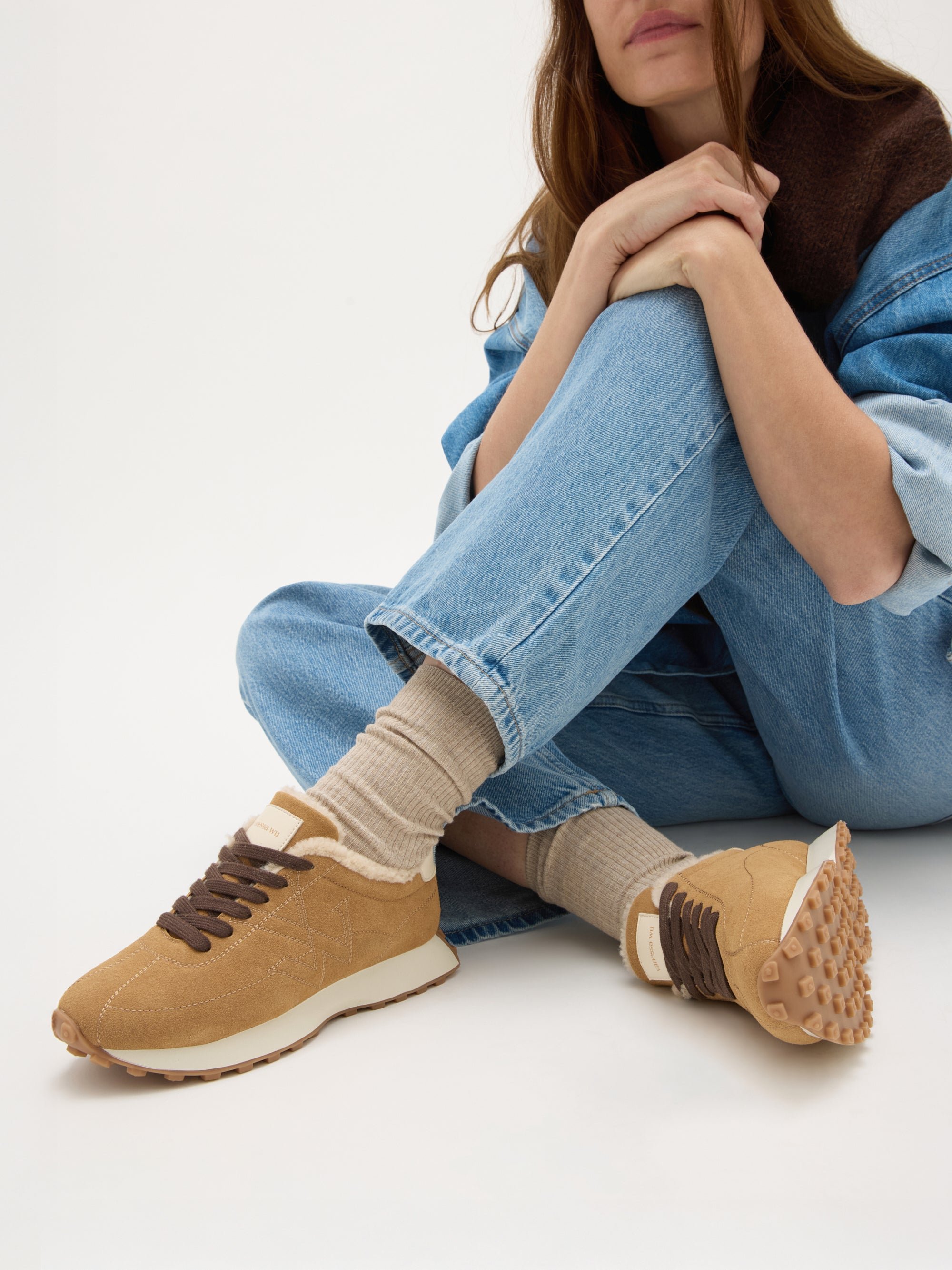 Sneakers with sewn monogram on running sole VANESSA WU Beige