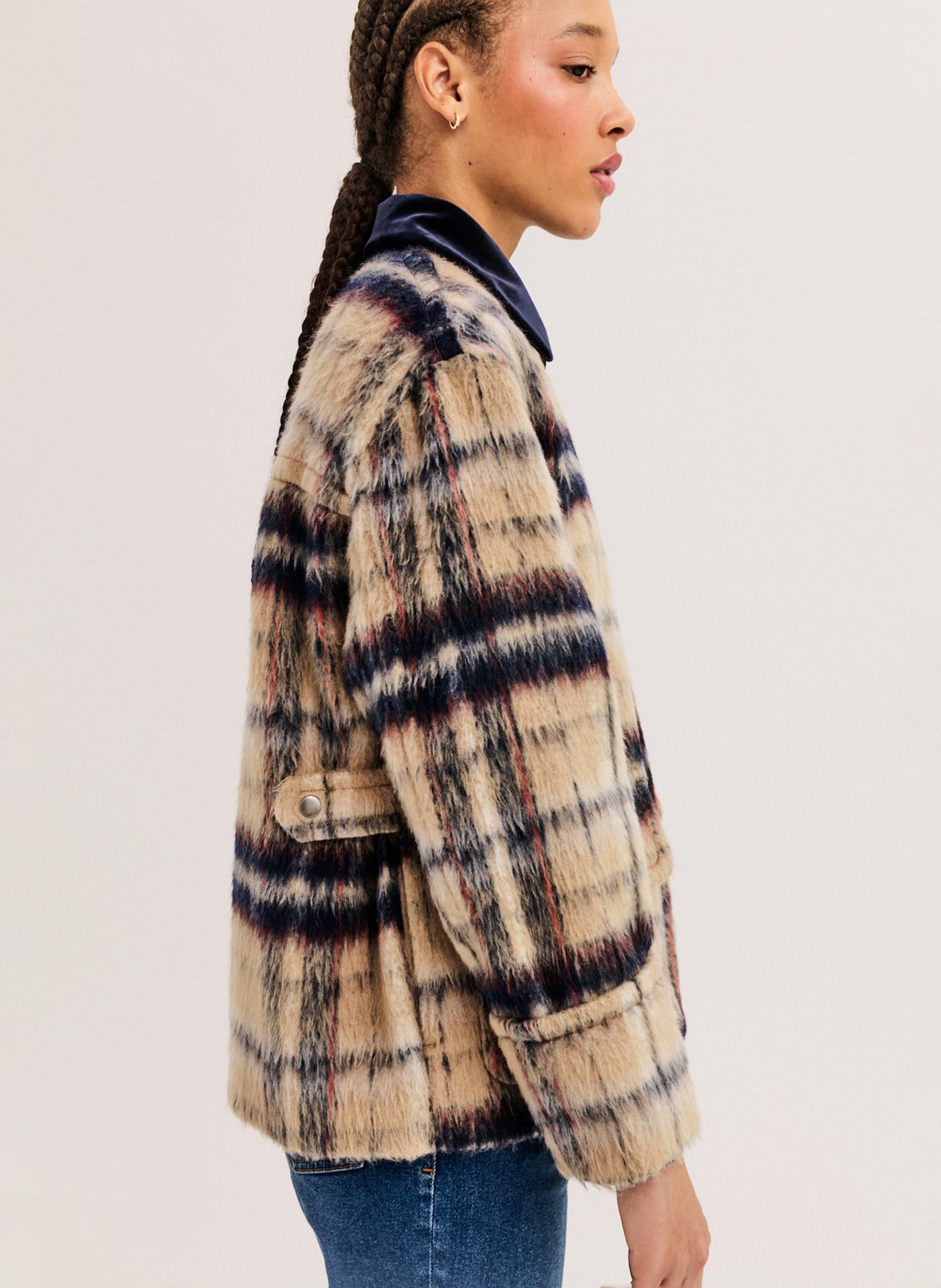 Manteau court à carreaux PABLO Beige