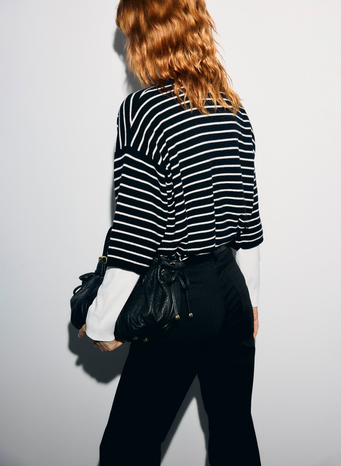Round neck striped wool oversized sweater GERARD DAREL Silver