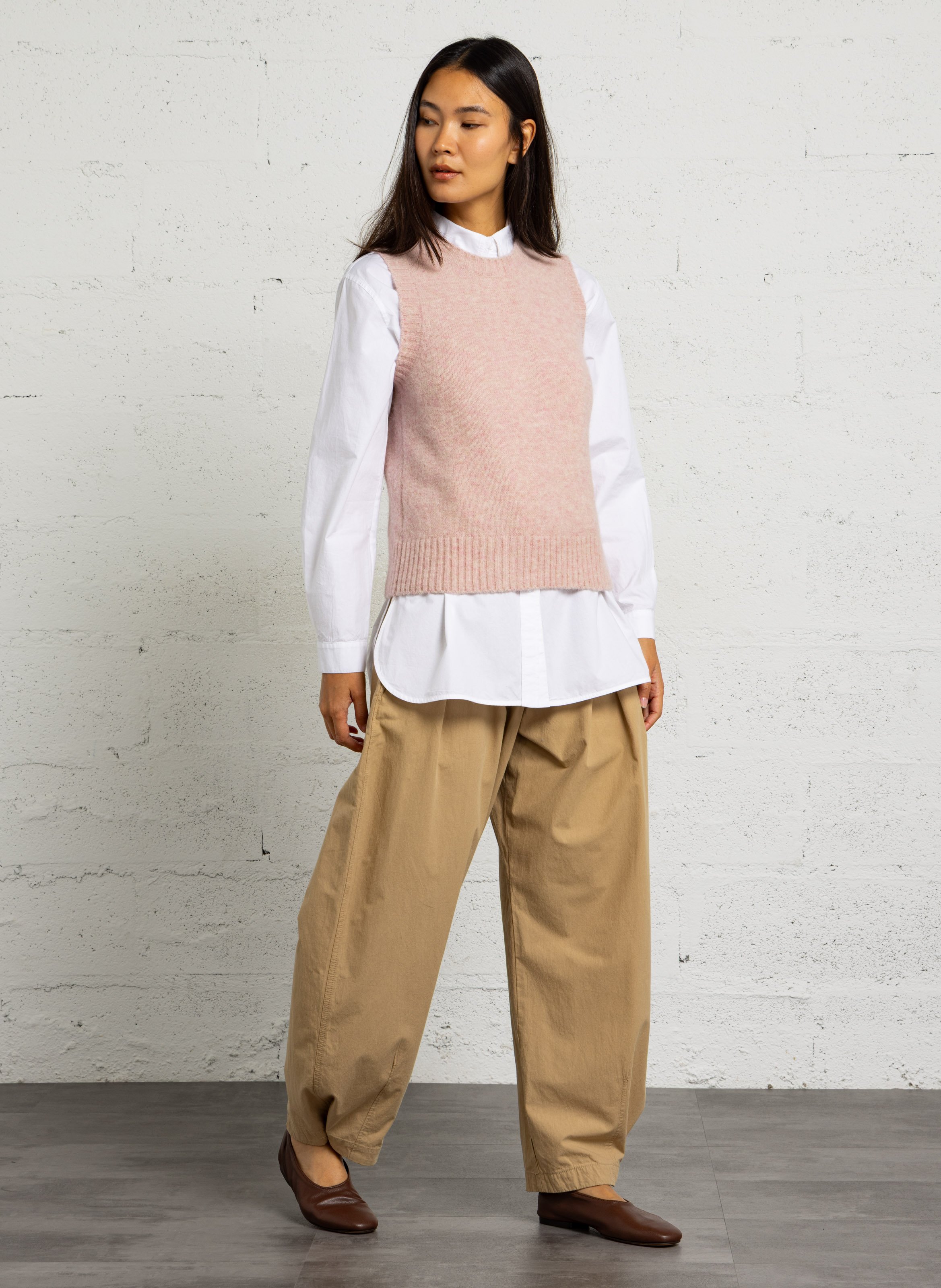 Straight round-neck knit sweater SOEUR Pink