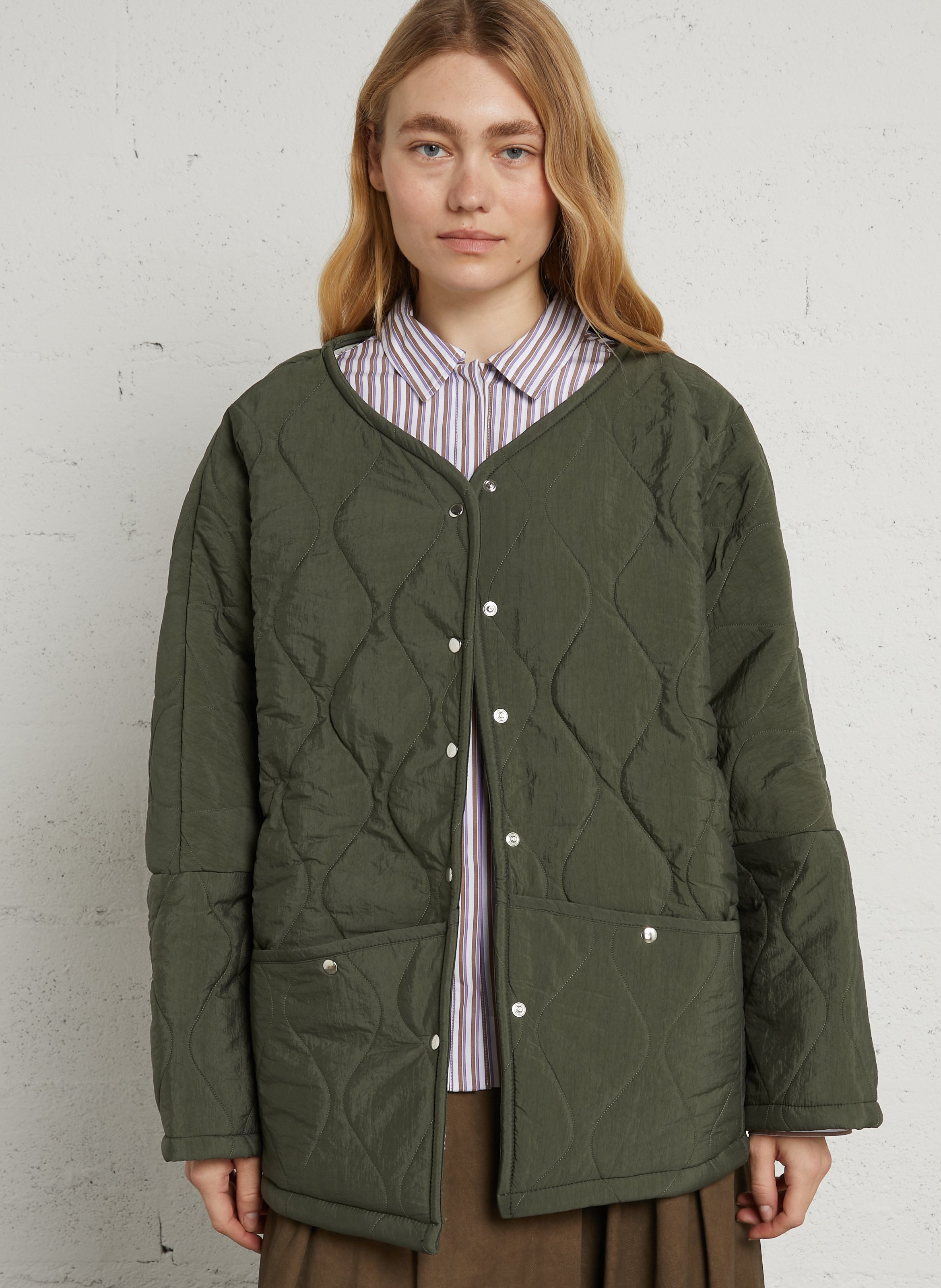 Veste ample matelassée col V AOKYANOS Kaki