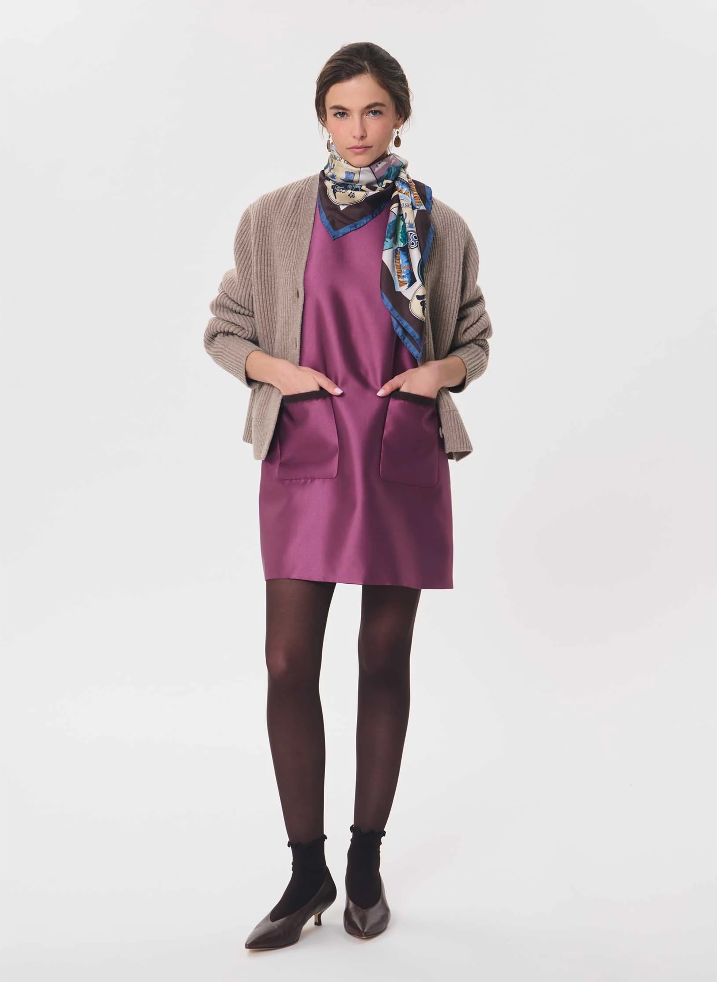 Short round-neck dress TARA JARMON Purple