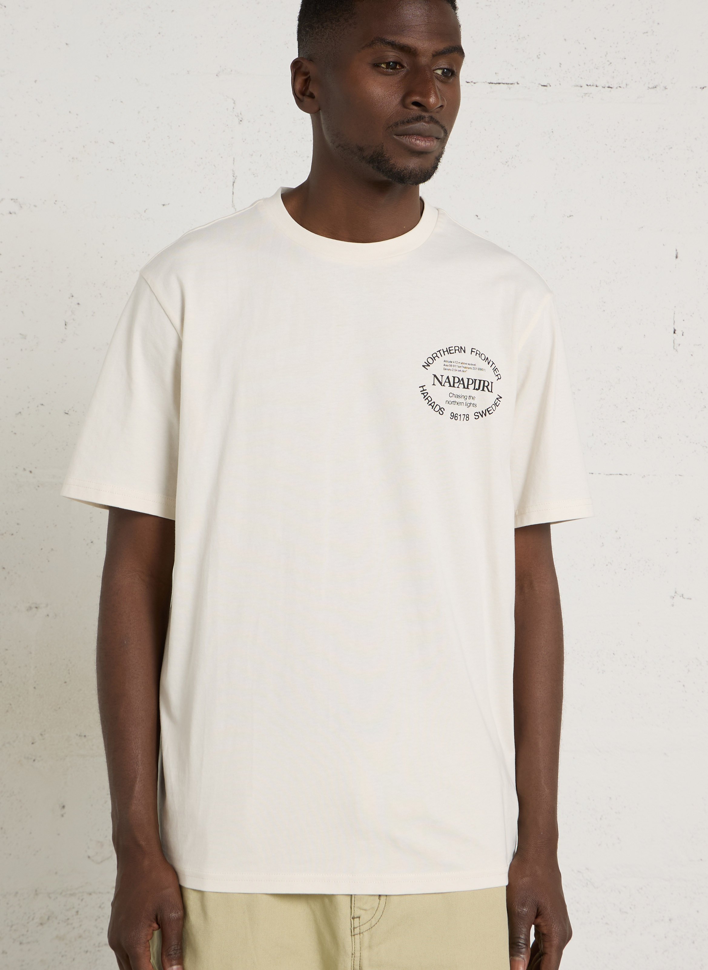 Gerade geschnittenes Rundhals-T-Shirt aus Baumwolle mit Siebdruck NAPAPIJRI Mehrfarbig