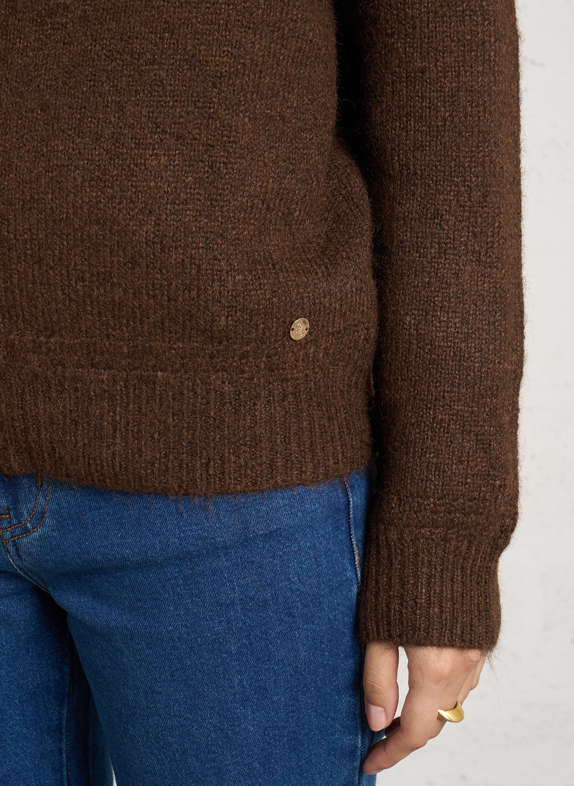 Gilet col capuche  LA PETITE ETOILE Marron