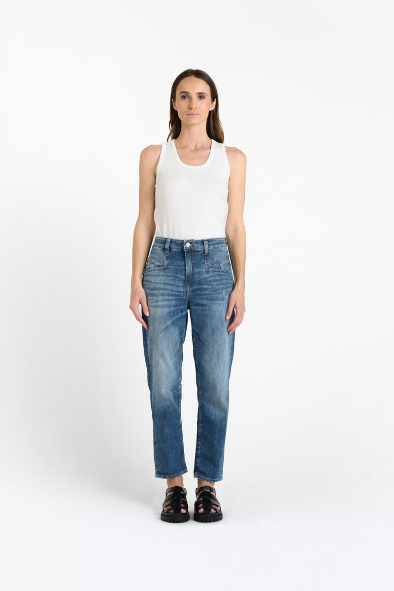 High-waisted loose-fit zip jeans LE TEMPS DES CERISES Blue