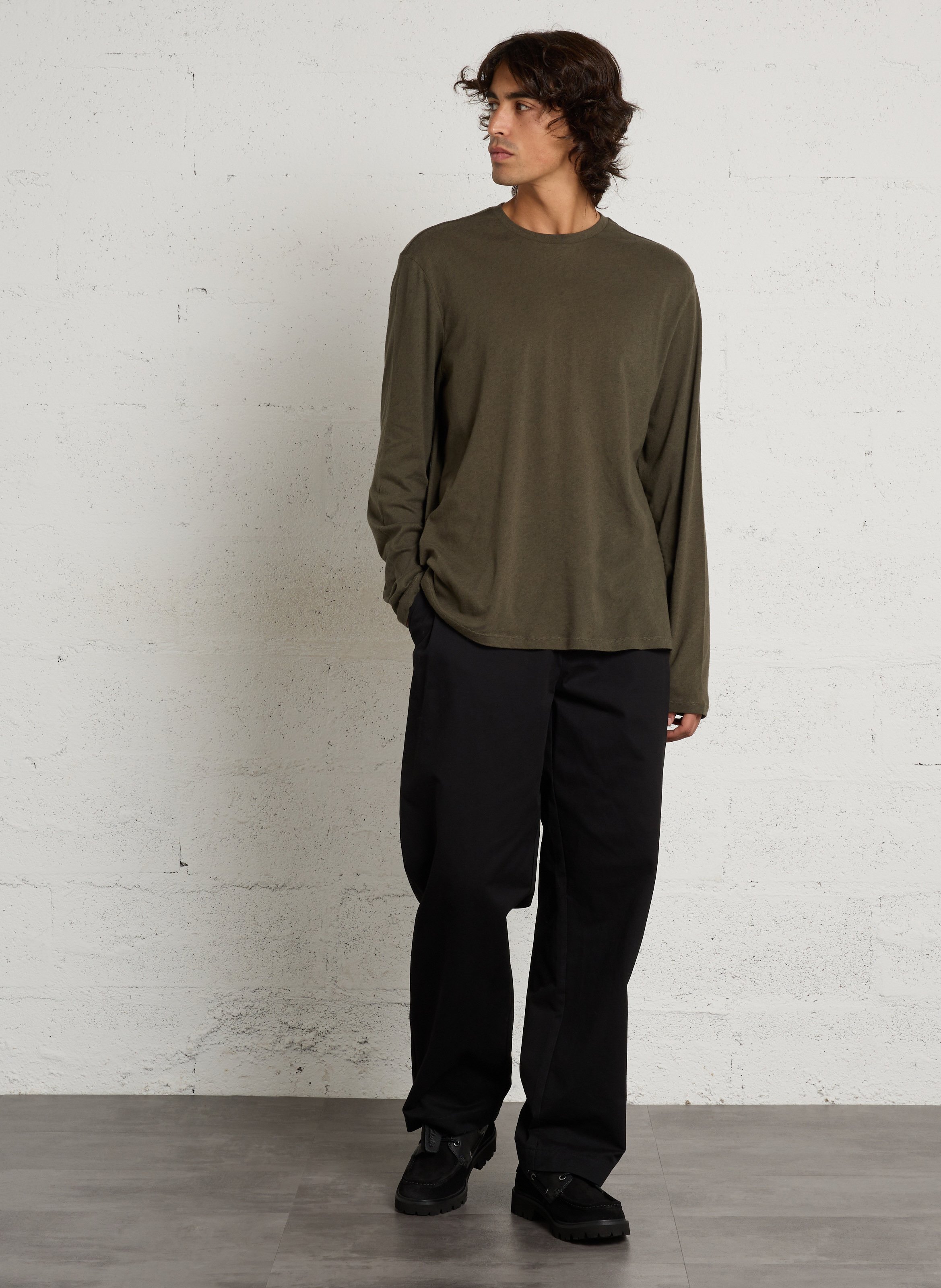 Pantalon droit en coton MINIMUM Noir