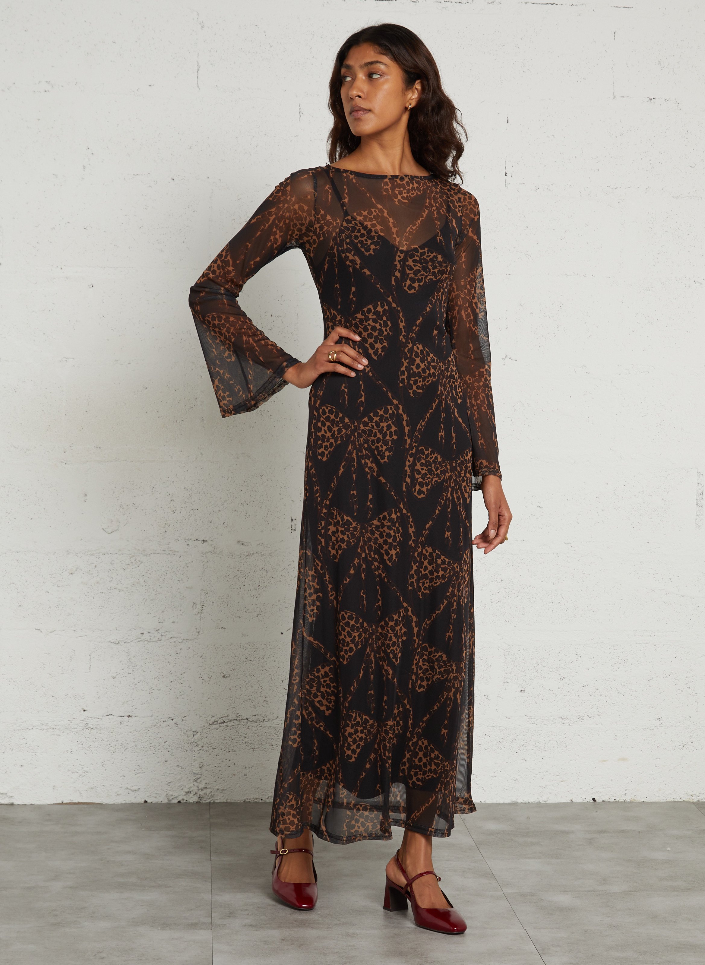 Long printed dress NEVER FULLY DRESSED Black