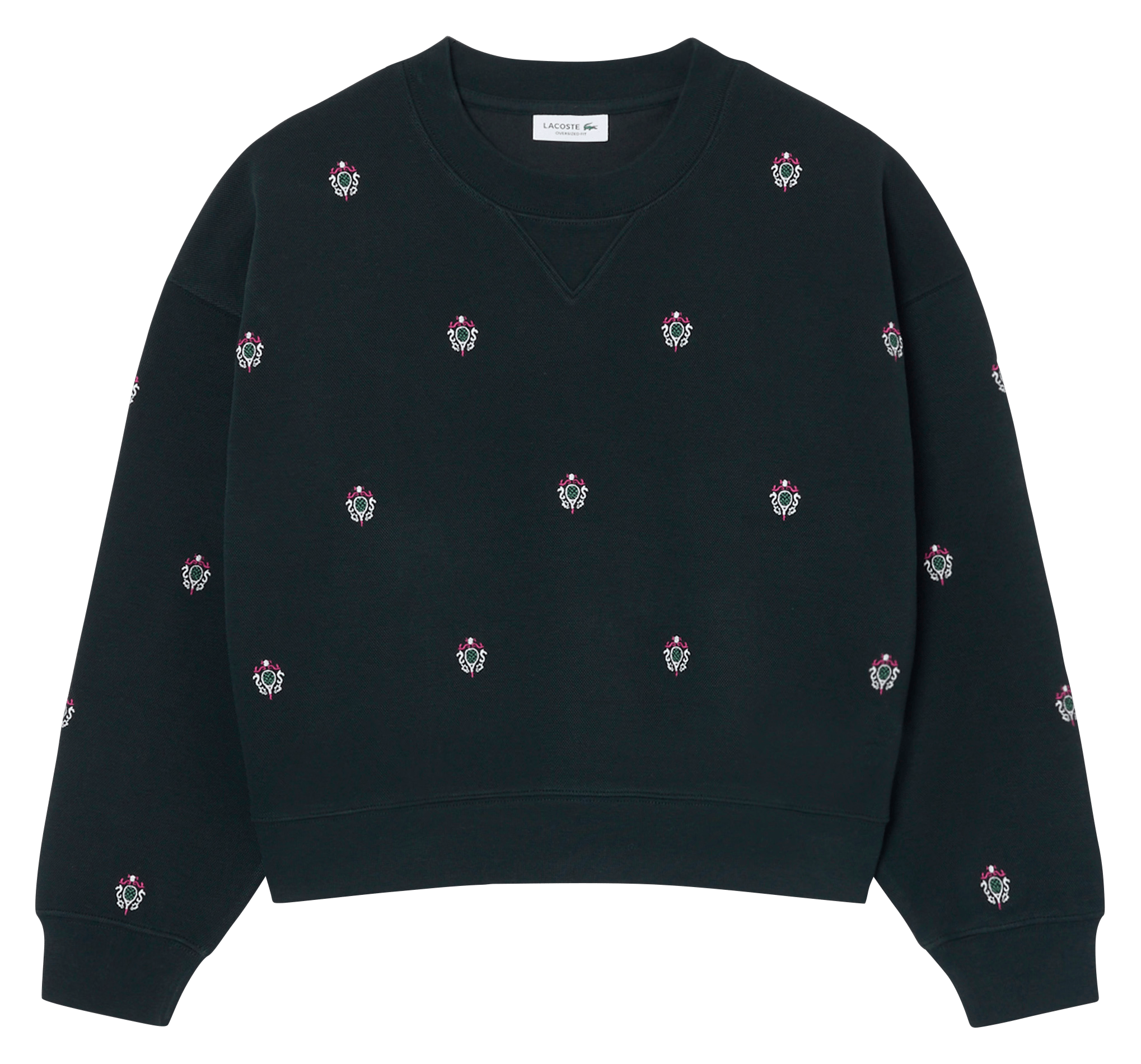 Rechte sweater van katoenmix met borduursel LACOSTE Groen