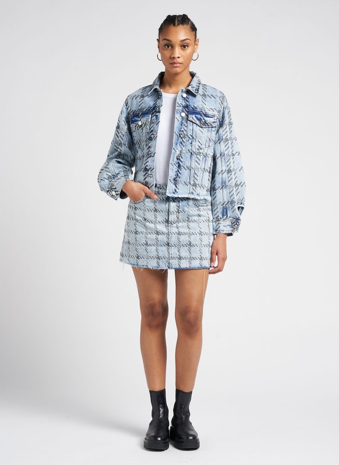 actrice Economisch Perfect Classic-collar Cotton Denim Jacket With Rhinestones Den Blue Ecs Luxur W Liu  Jo - Women | Place des Tendances