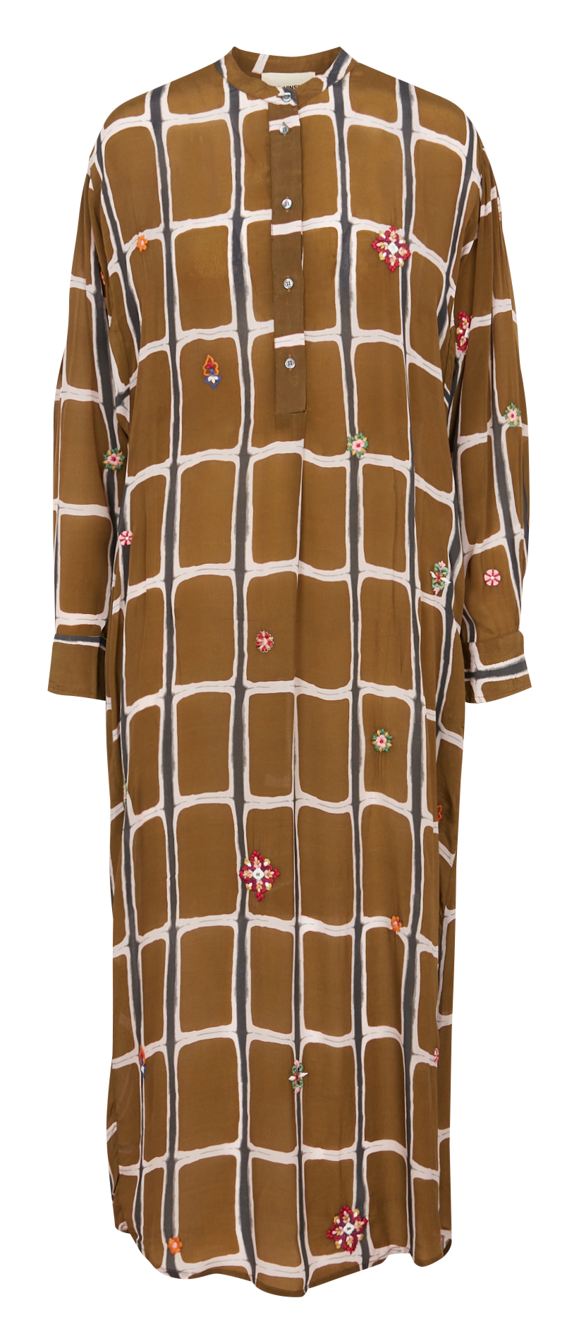 Long printed round-neck dress V DE VINSTER Khaki