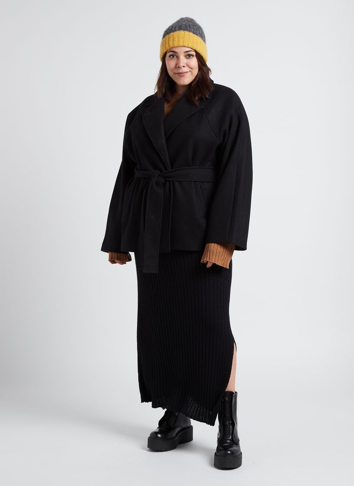 Belted Coat With Tailored Collar Black Gina Tricot - Women