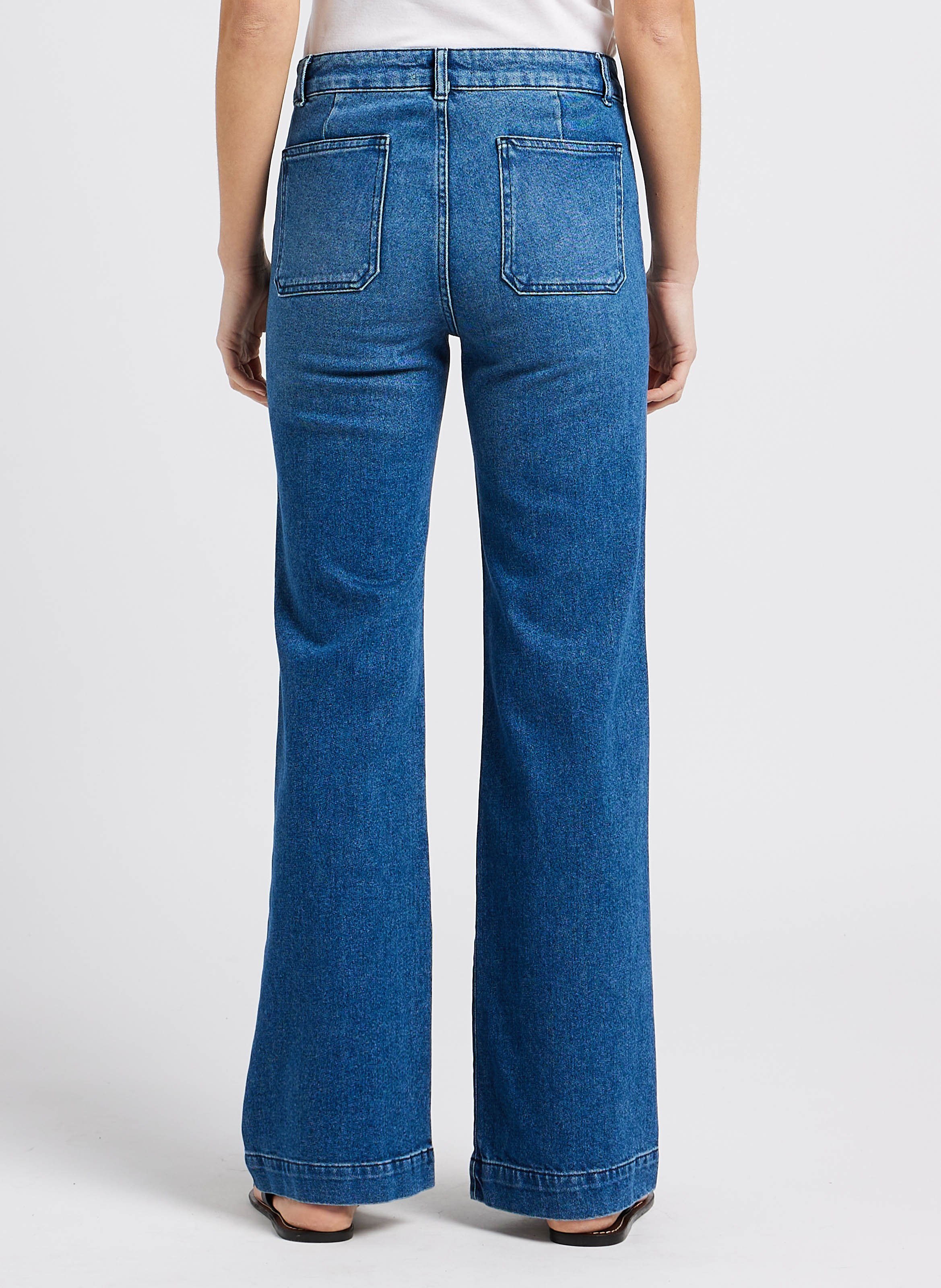 Flared jeans met hoge taille van stretchkatoen ACQUAVERDE Blauw
