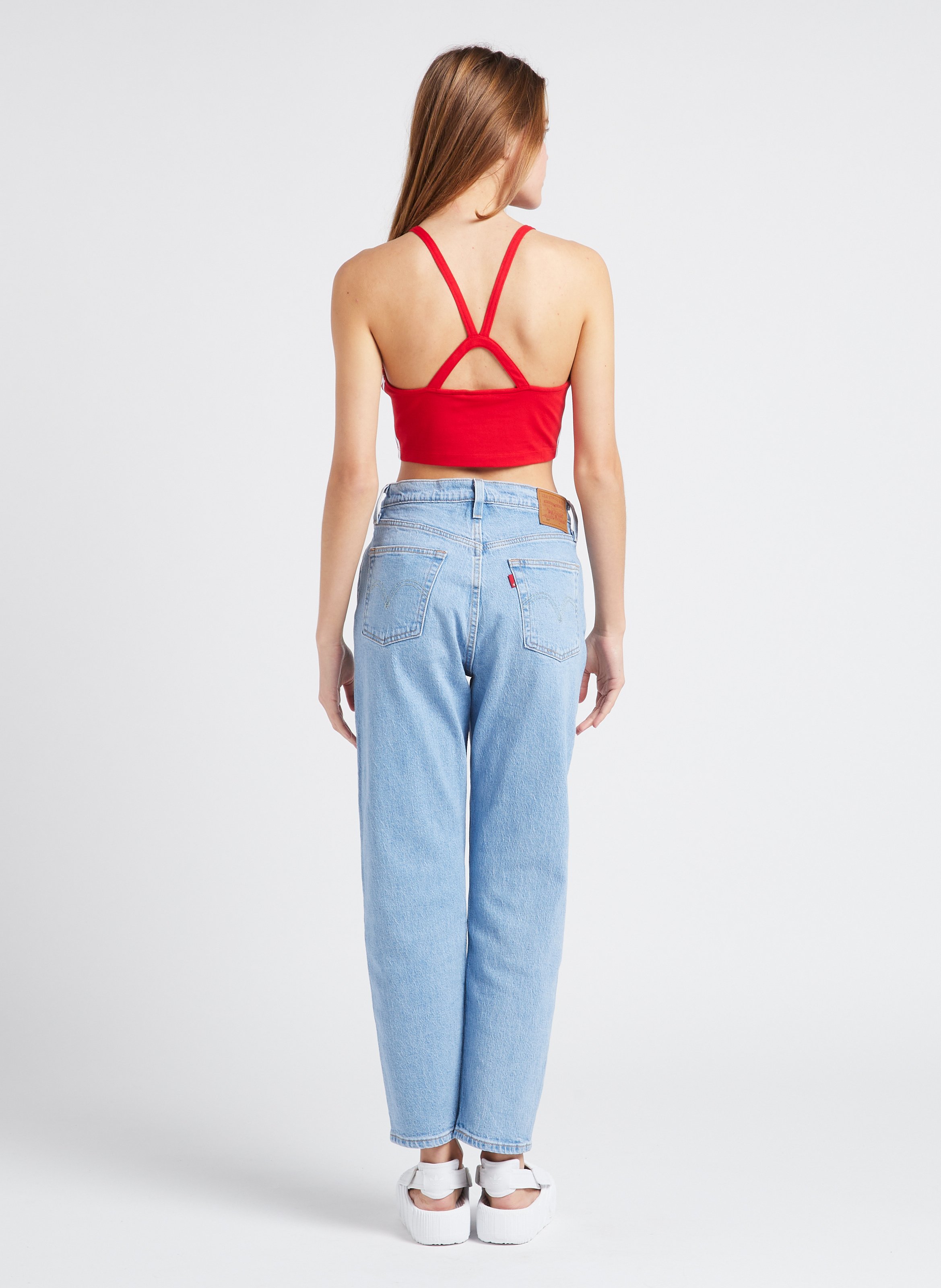 Stretch cotton crop top ADIDAS Red