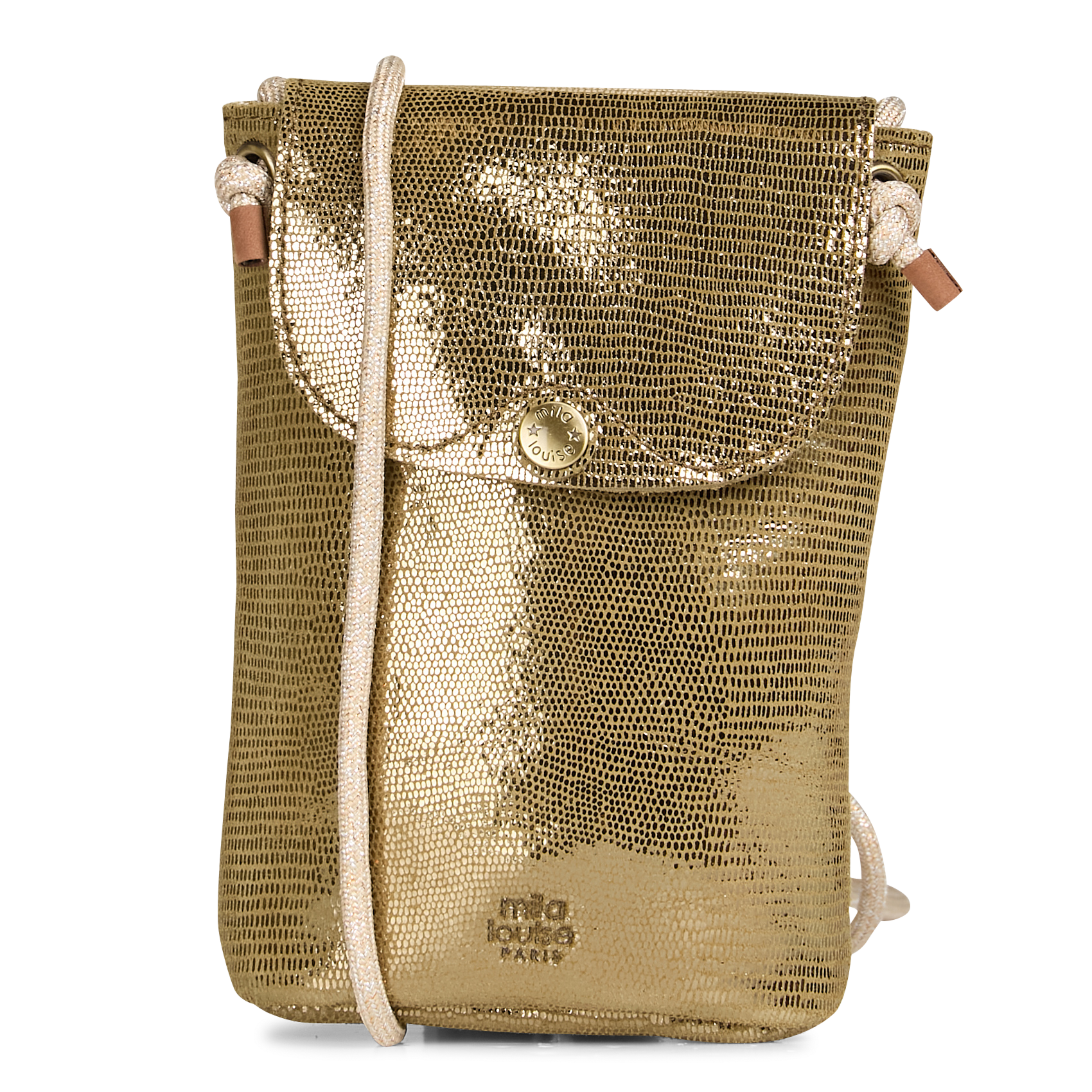 Telefoontasje van glanzend leer MILA LOUISE Groen