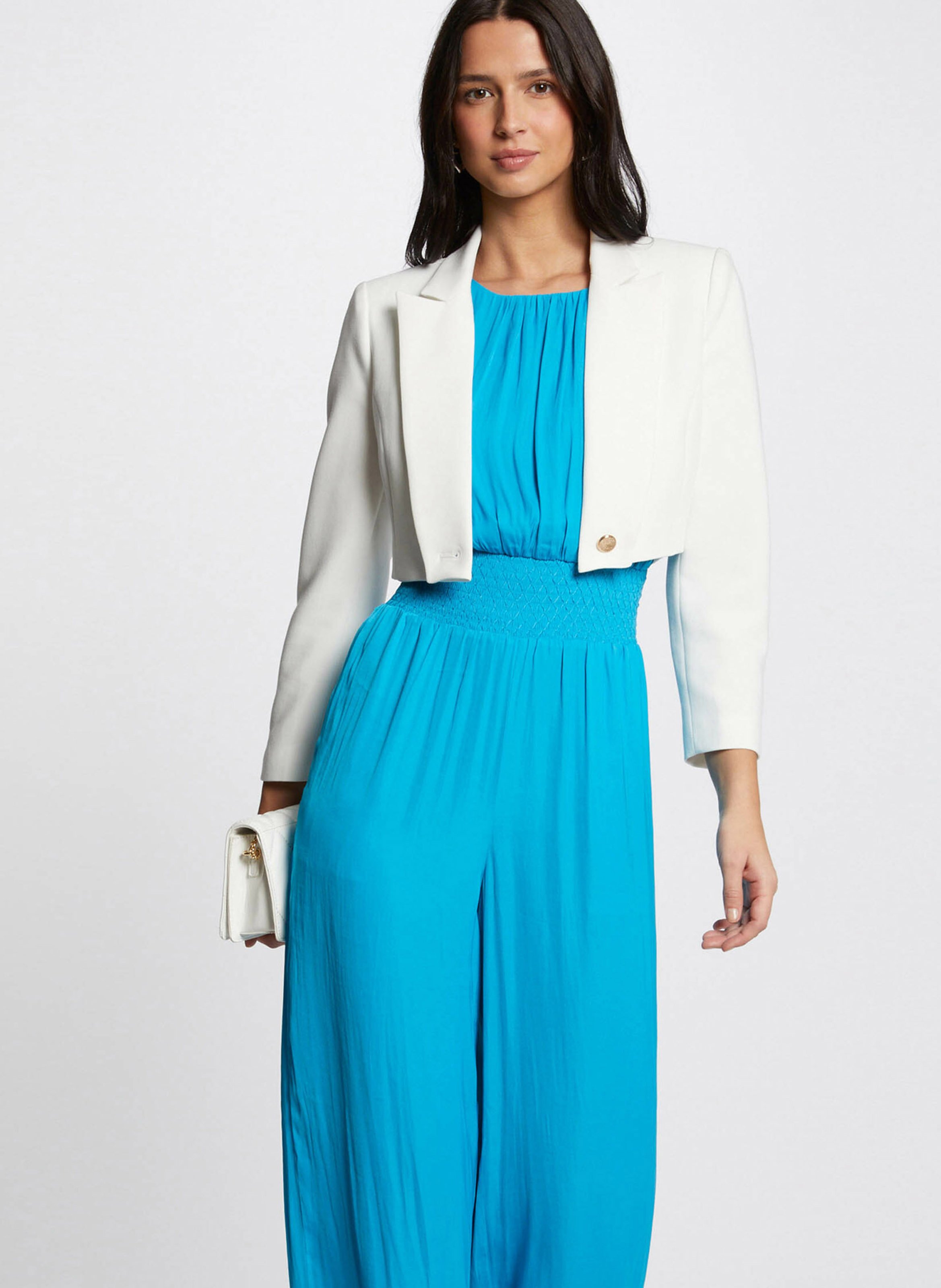 Cropped suit jacket MORGAN White