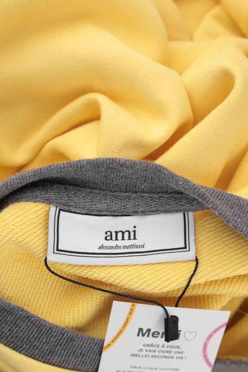 Cotton pullover AMI PARIS - Seconde Main Yellow